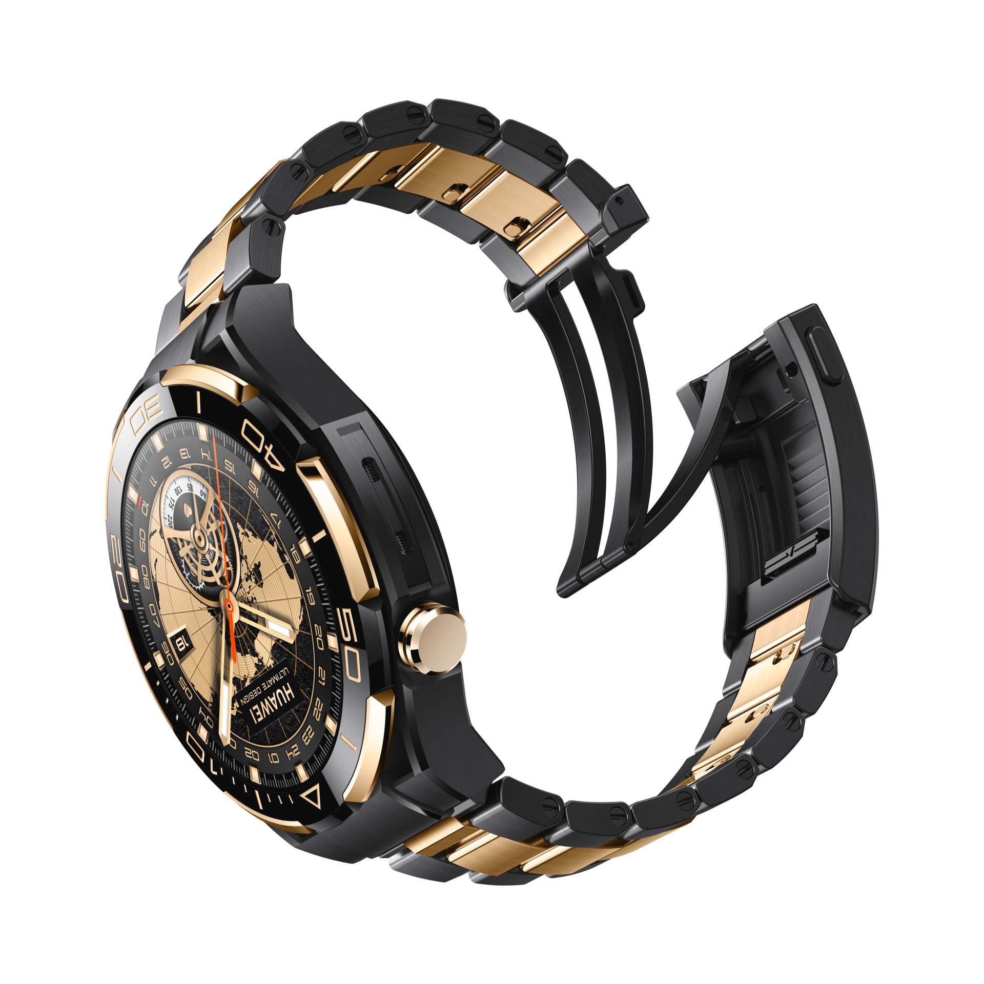 Huawei Smartwatch »WATCH ULTIMATE GOLD«, (3,81 cm / 1,5 Zoll), goldgefasste Keramiklünette, goldenes Armband aus Titanlegierung