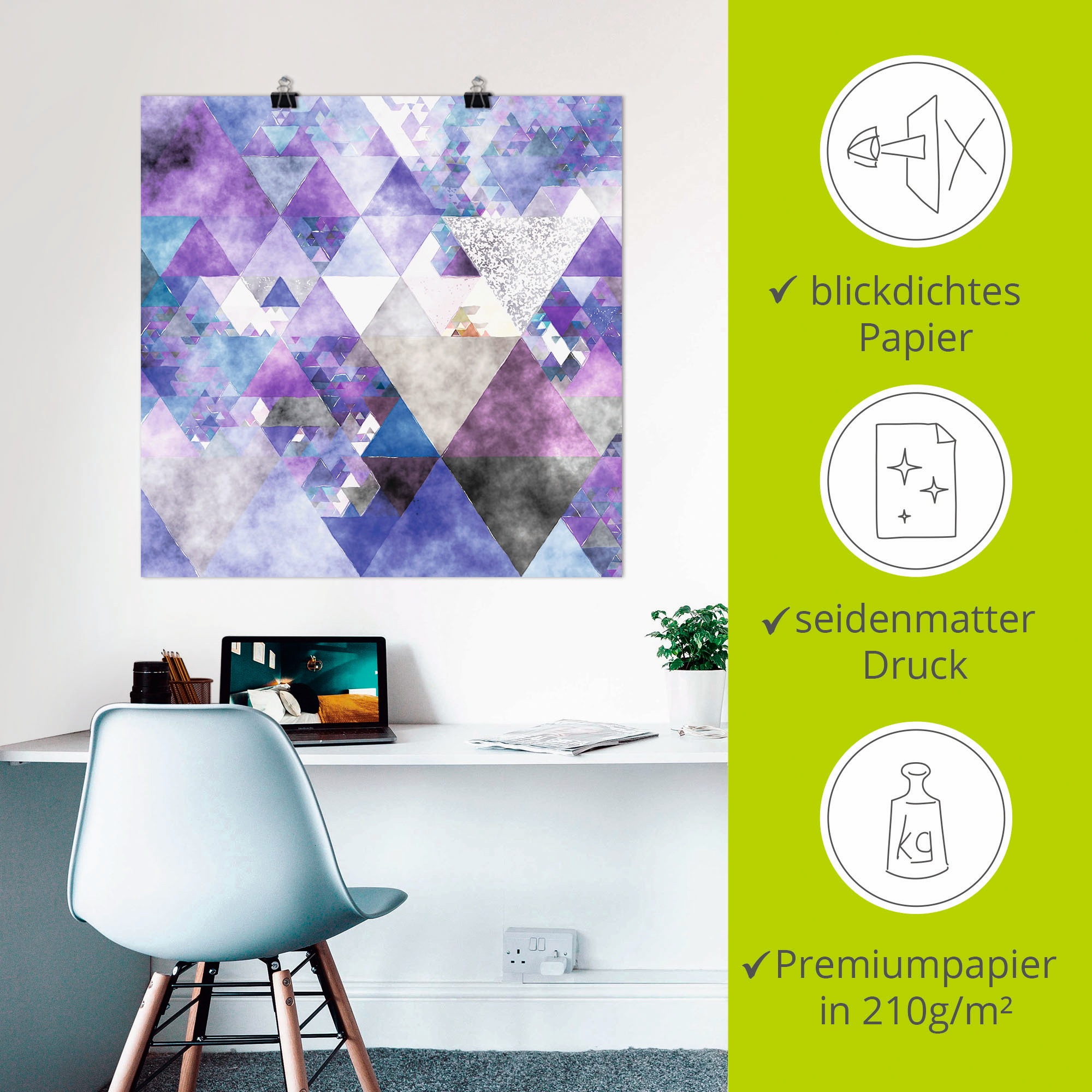 Artland Wandbild »Dreiecke«, Muster, (1 St.), als Leinwandbild, Poster in verschied. Grössen