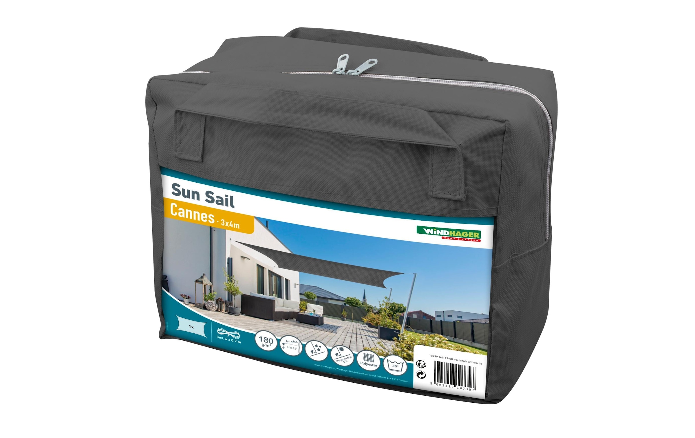 Windhager Sonnensegel »Rechteck 3x4m, anthrazit«