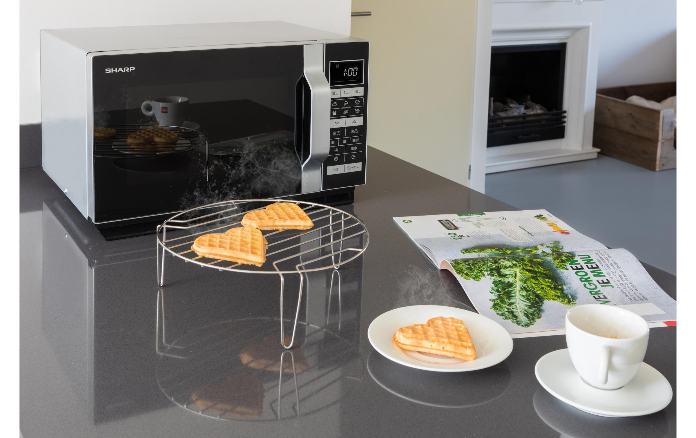 Sharp Mikrowelle »R860S Silberfarben Schwarz«, 900 W