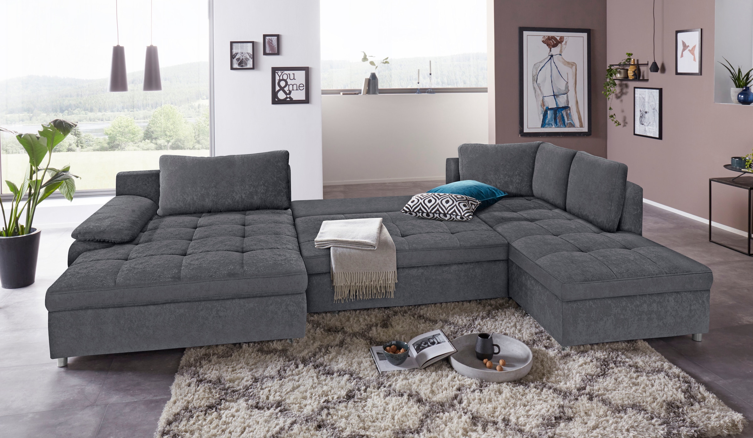 sit&more Wohnlandschaft »Labene U-Form«, wahlweise mit Bettfunktion und Bettkasten