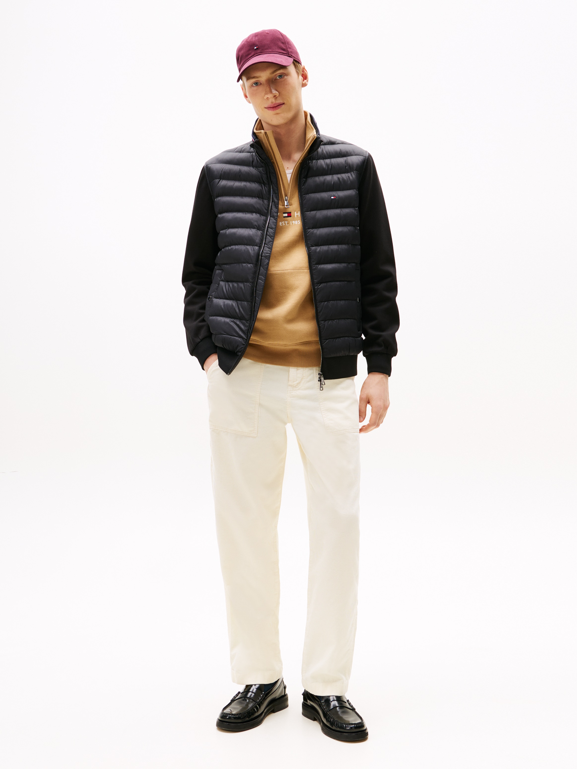 Tommy Hilfiger Steppjacke »MIX MEDIA mit Stehkragen«, unifarben, casual, regular fit, Baumwollmix