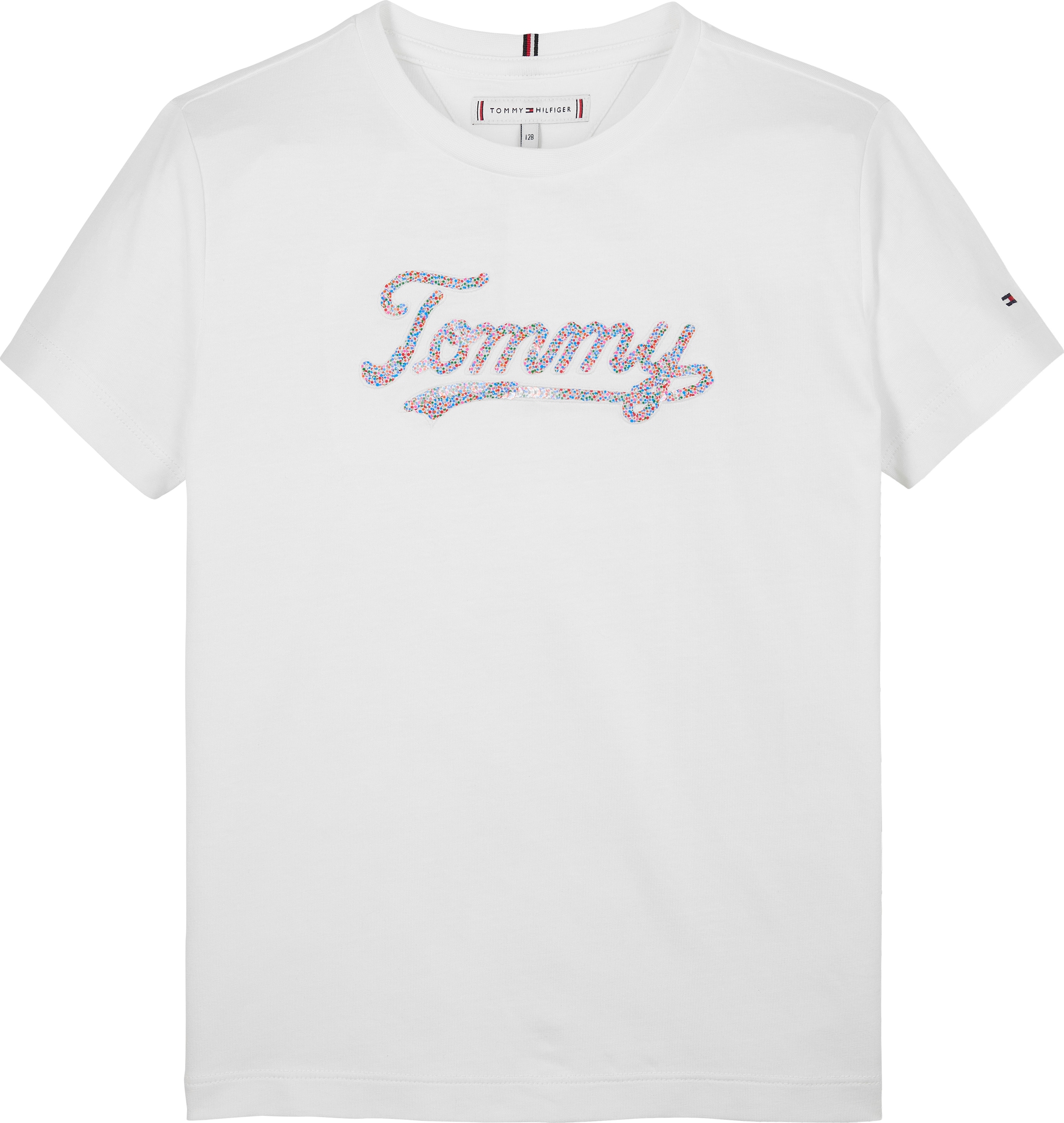 Tommy Hilfiger T-Shirt »TOMMY SCRIPT SEQUINS TEE SS«, für Kinder bis 16 Jahre, mit Pailletten