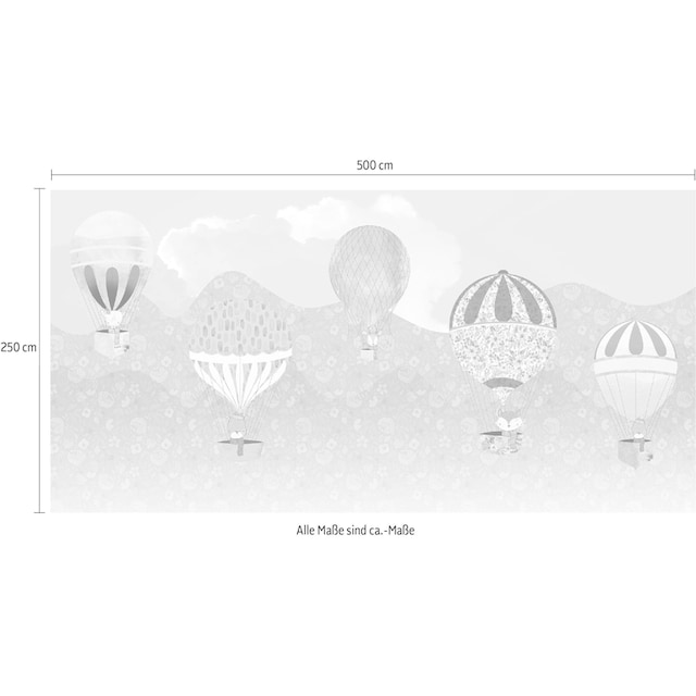 ❤ Komar Vliestapete »Pure Happy Balloon«, Comic, 500x250 cm (Breite x  Höhe), Vliestapete, 100 cm Bahnbreite ordern im Jelmoli-Online Shop