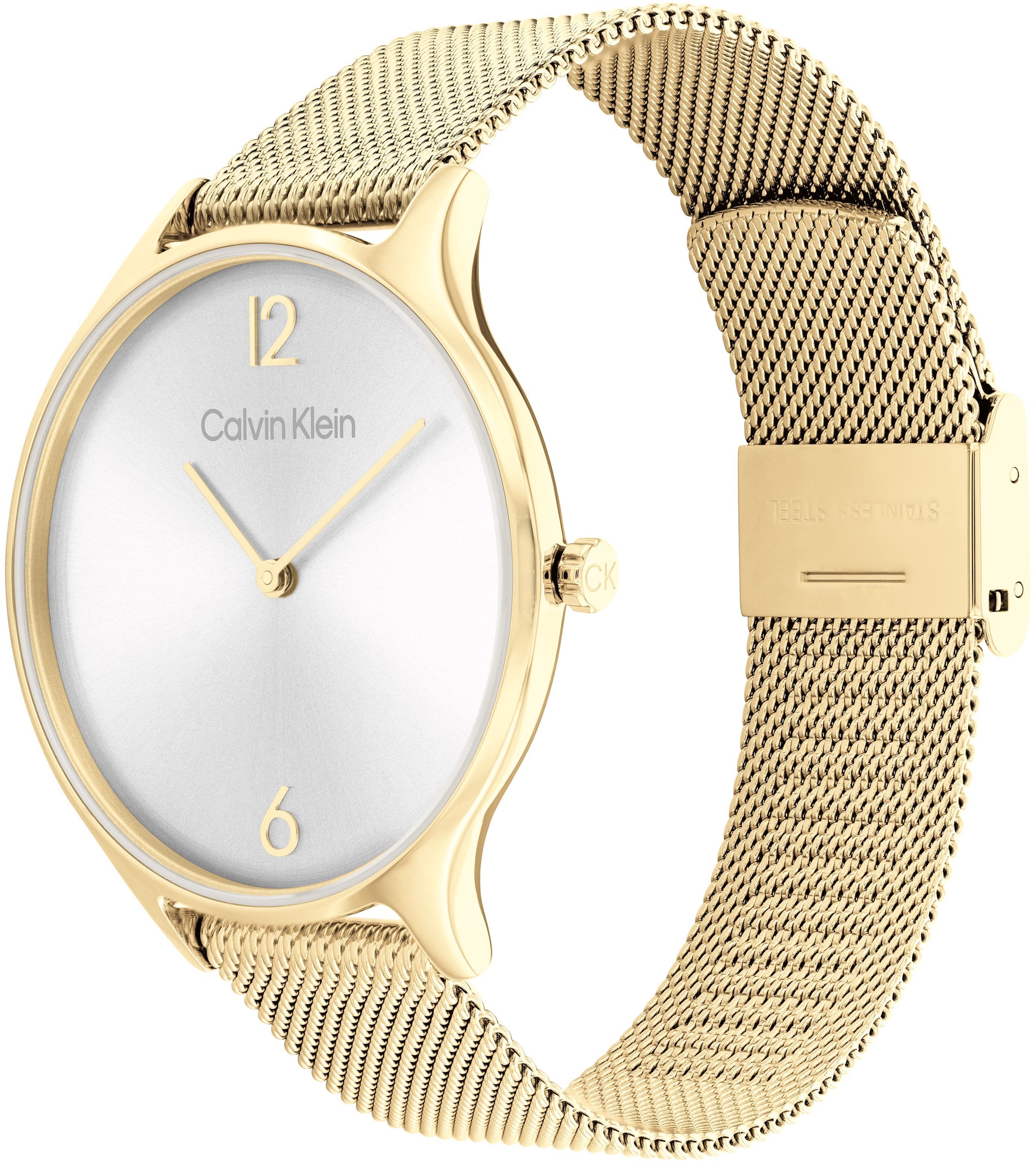 Calvin Klein Quarzuhr »Timeless 2H, 25200003«, Armbanduhr, Damenuhr, Mineralglas, IP-Beschichtung