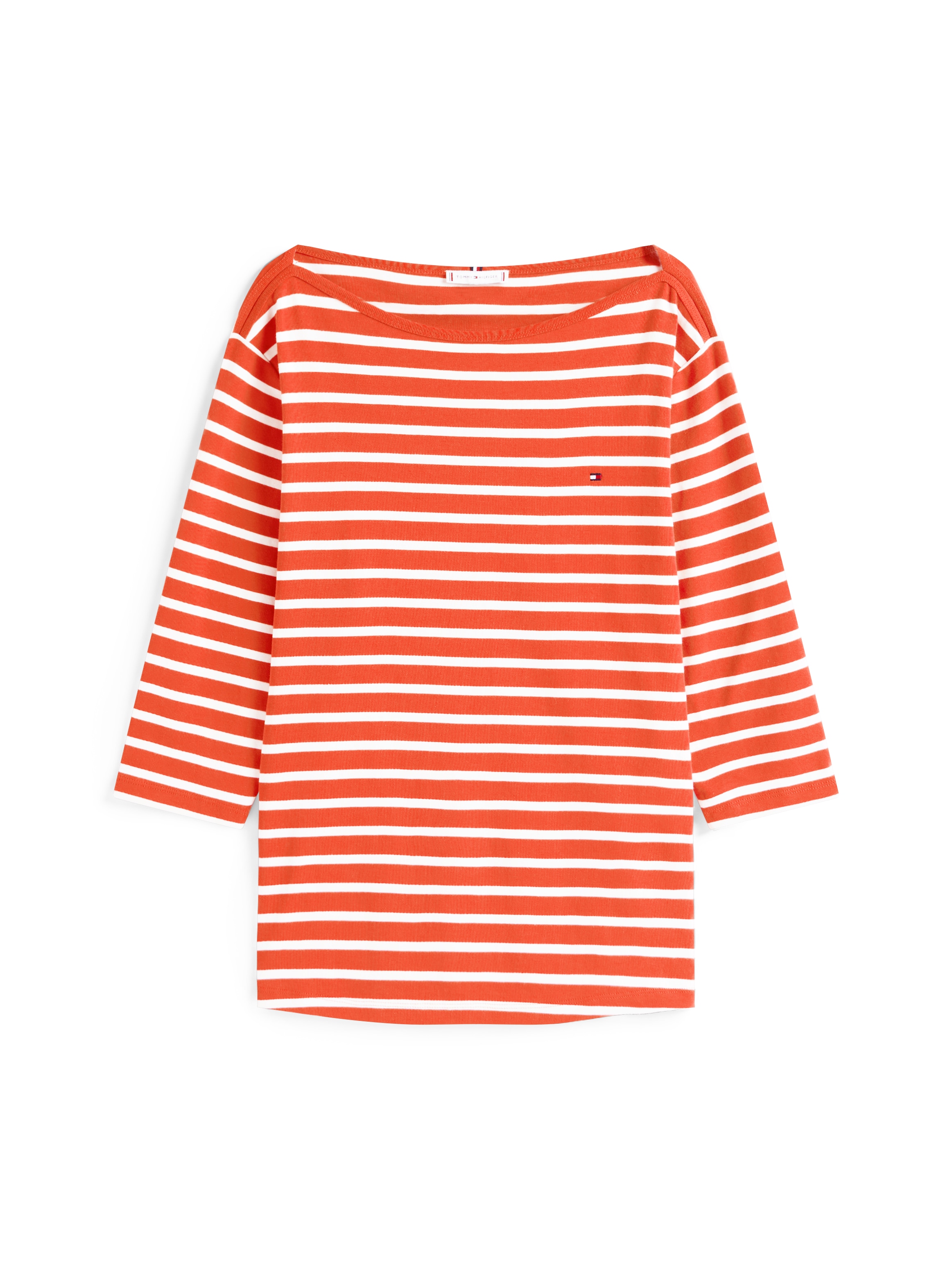 Tommy Hilfiger Curve T-Shirt »CRV SLIM CODY BOAT-NK 3/4SLV«, in Grossen Grössen, 3/4 Ärmel, Logostickerei