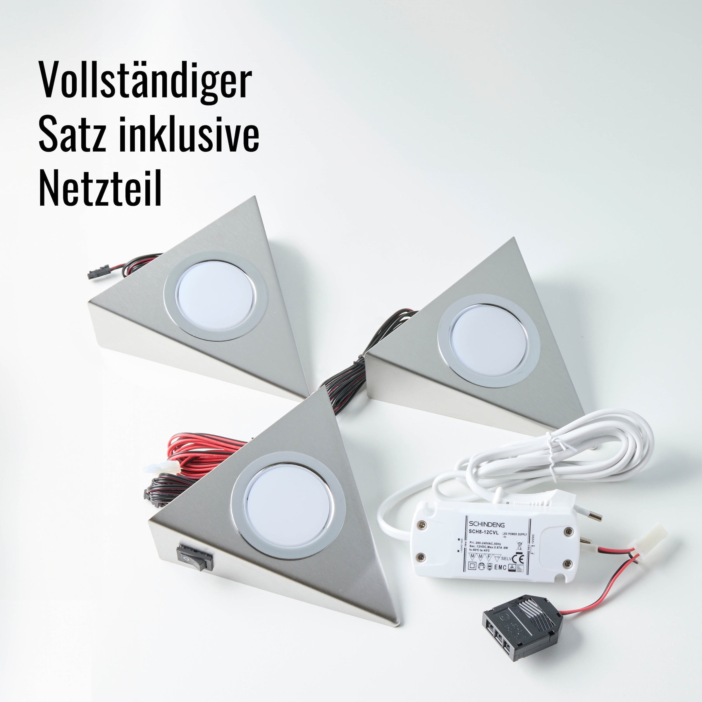 Loevschall LED Unterbauleuchte »Emerald 3-kit, LED Unterbauleuchte, Deckenleuchte für die Küche«, Einbauleuchten Weiss 2W, Dreieckig LED Lampe, Modern Küchenbeleuchtung