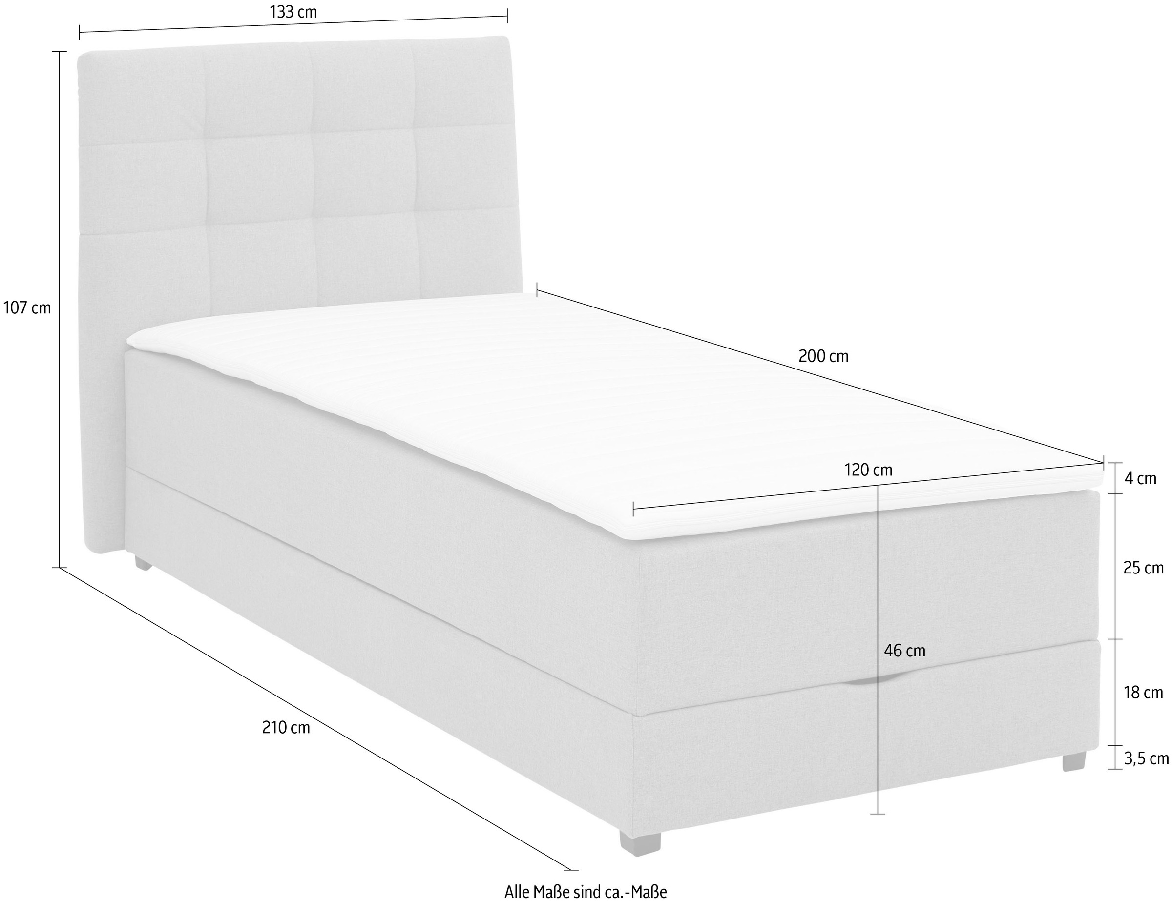 Lüttenhütt Boxbett »Mieke«, incl. Bettkasten und Topper, Bezug imprägniert, 2 Breiten