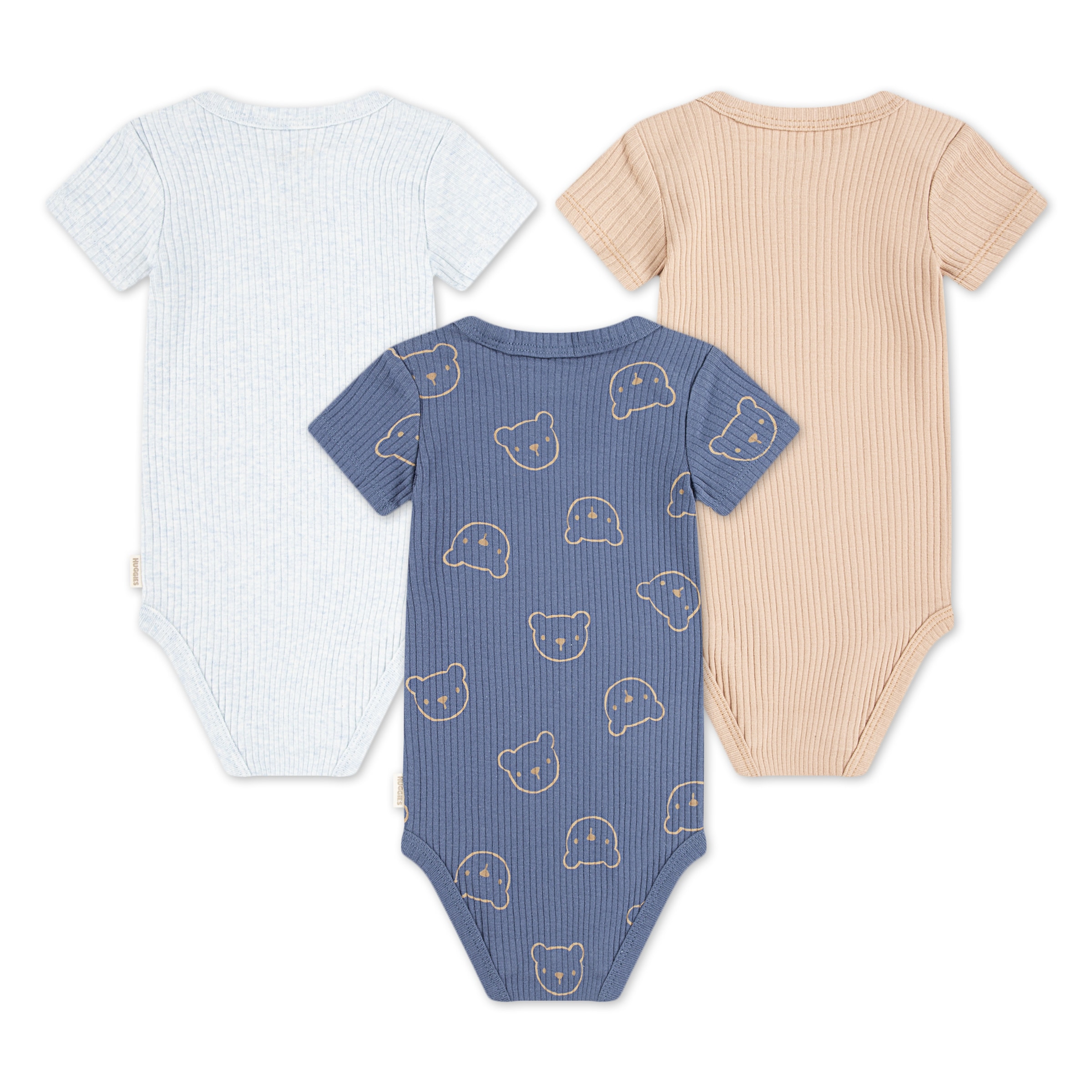 HUGGIES babywear Kurzarmbody »HUGB 3PK BODYSUIT«, aus softer, gerippter Struktur