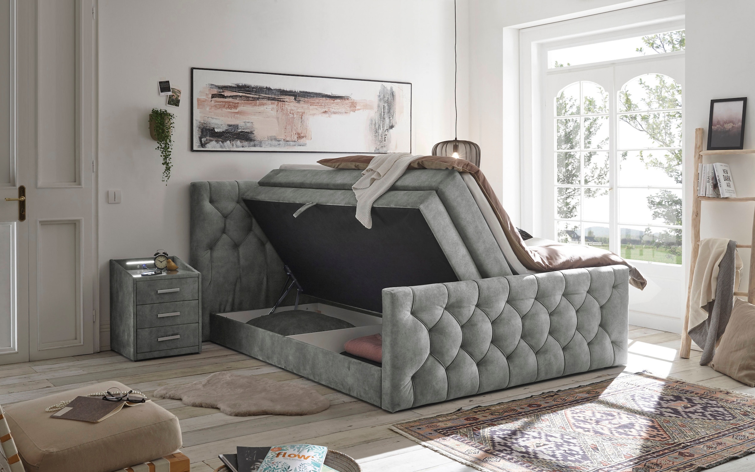 ED EXCITING DESIGN Boxspringbett Cashfield, inkl. einem Topper mit Klimaband und zwei Bettkästen (74)