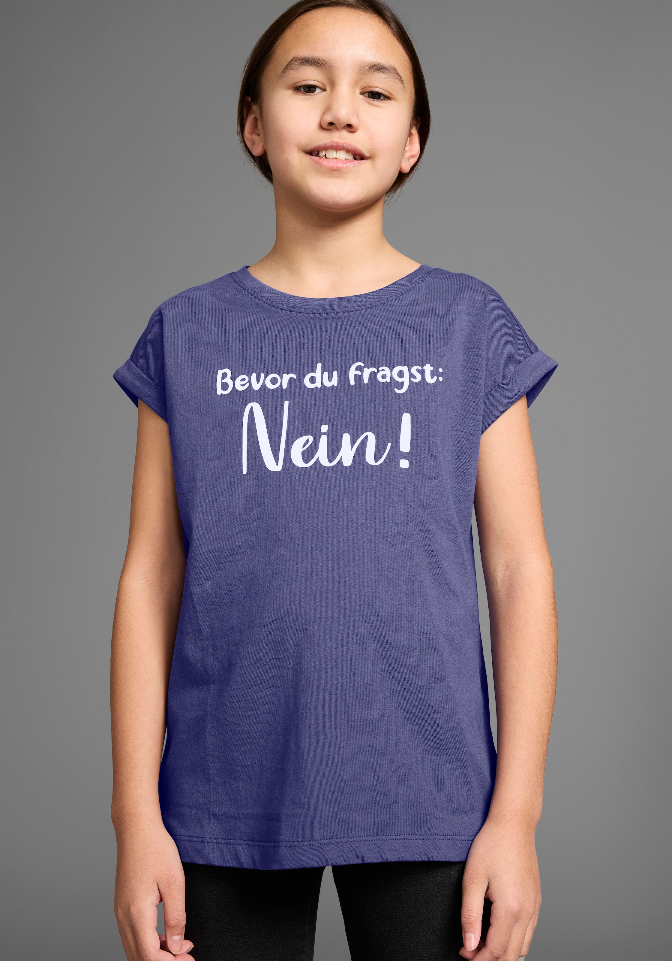 KIDSWORLD T-Shirt »Bevor Du fragst:  NEIN!«, Kurzarm, mit Print, Rundhalsausschnitt