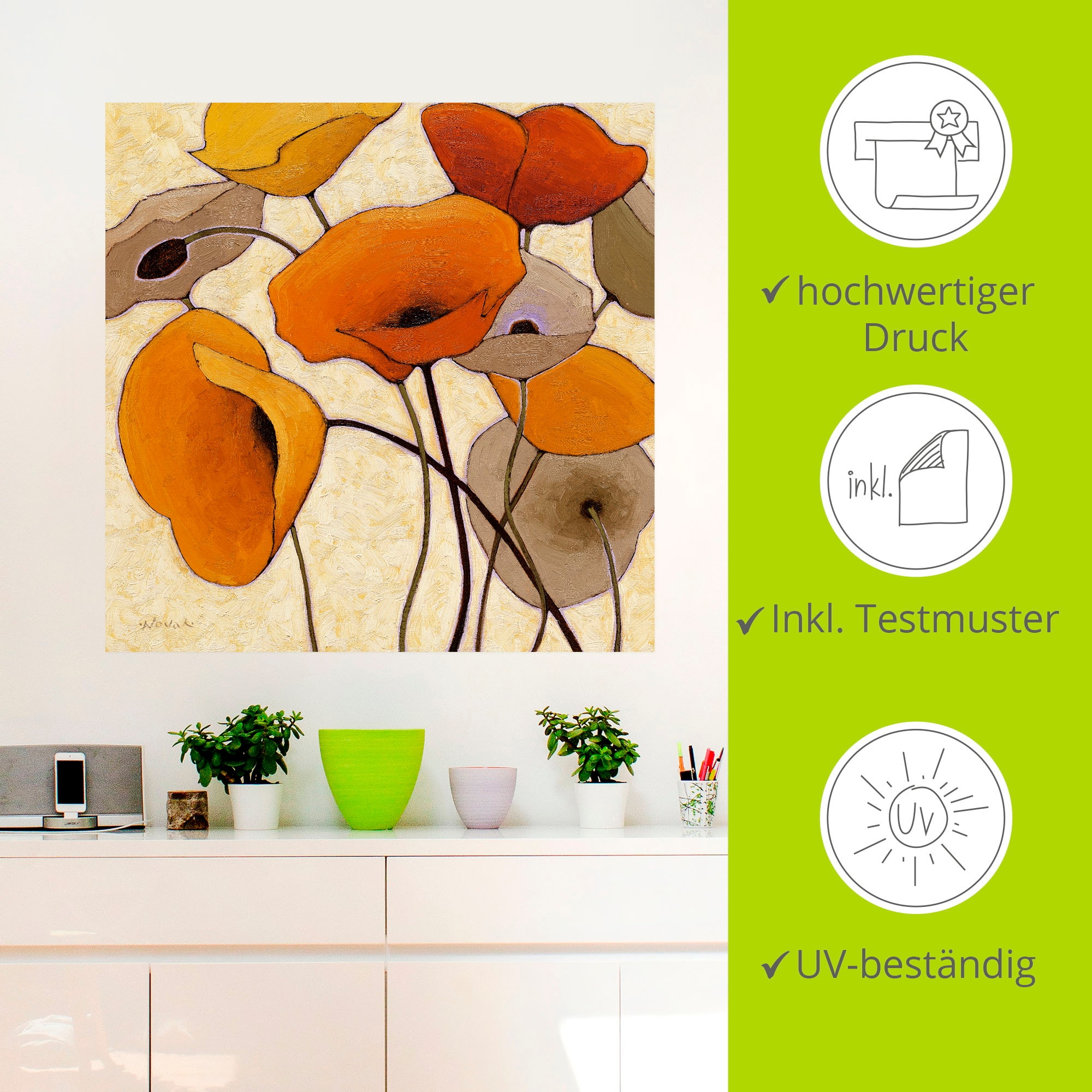 Artland Wandbild »Kürbismohn III«, Blumen, (1 St.), als Leinwandbild, Wandaufkleber in verschied. Grössen