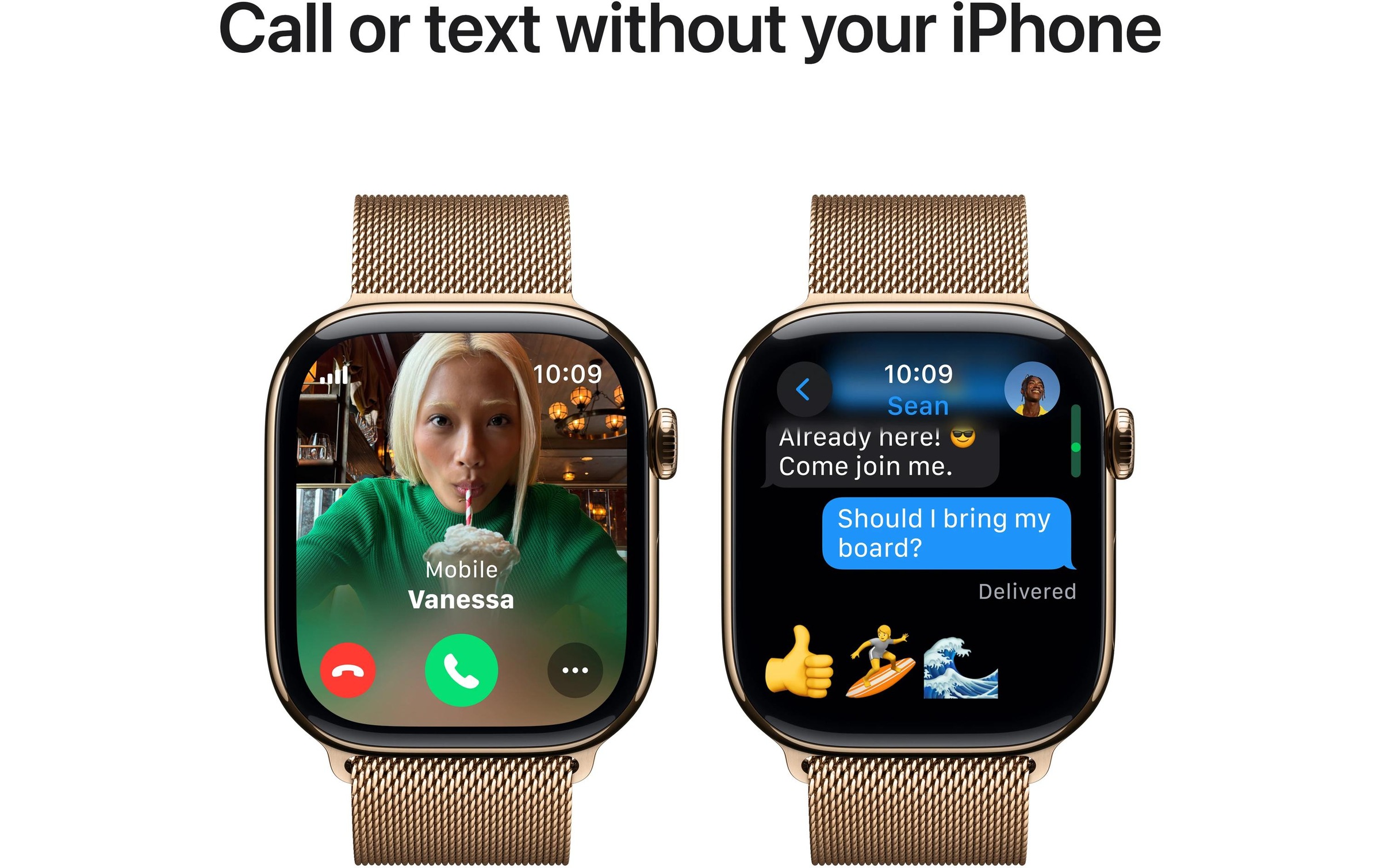 Apple Watch Series 10 Titan, 46 mm, GPS + Cellular, Milanese Loop M/L, Goldfarben
