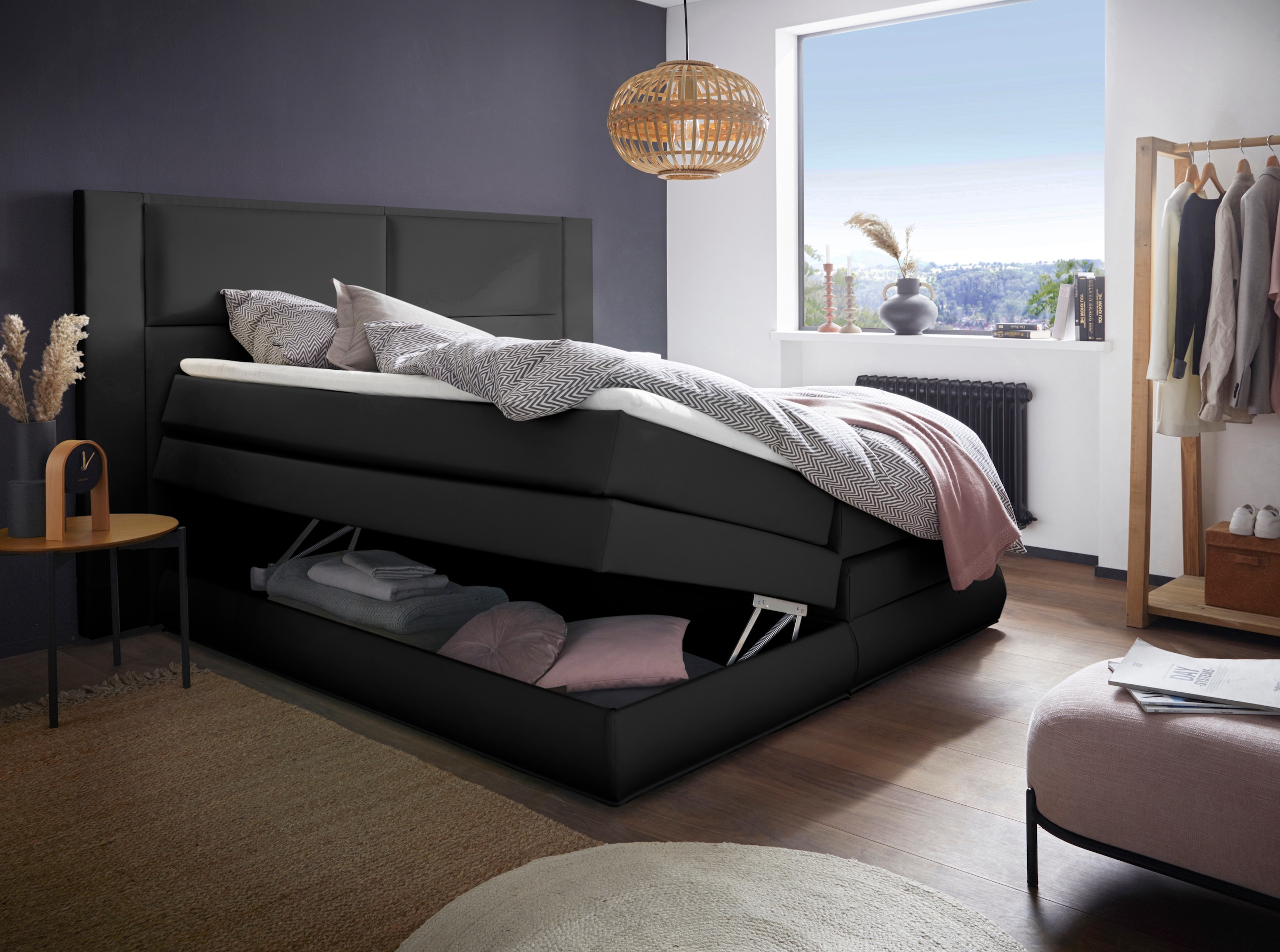 COLLECTION AB Boxspringbett Copenhagen, inklusive Bettkasten und Topper, wahlweise mit LED-Beleuchtung