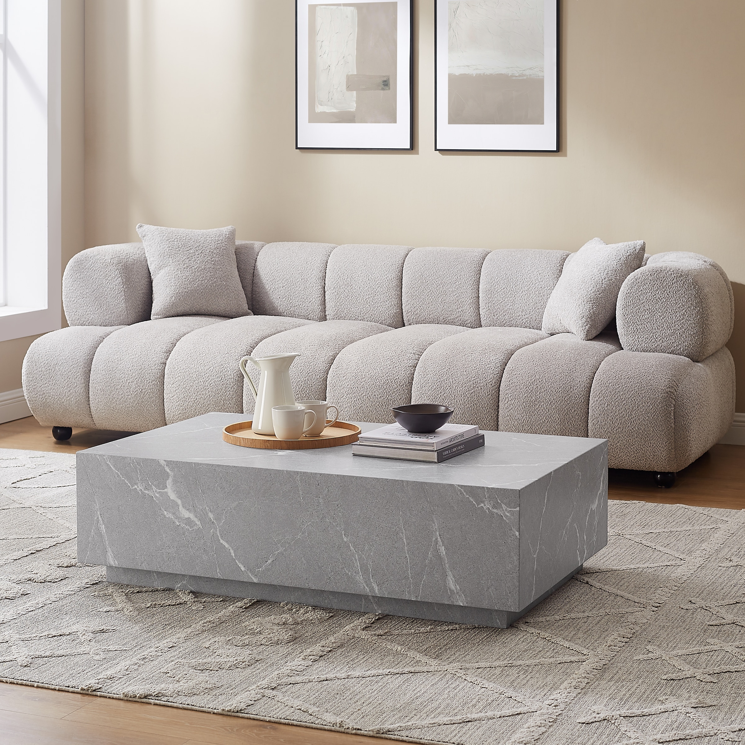 SalesFever Couchtisch »Almeria Beistelltisch B/T 120/75 cm«, rechteckig 120x75 cm, in Marmoroptik foliert