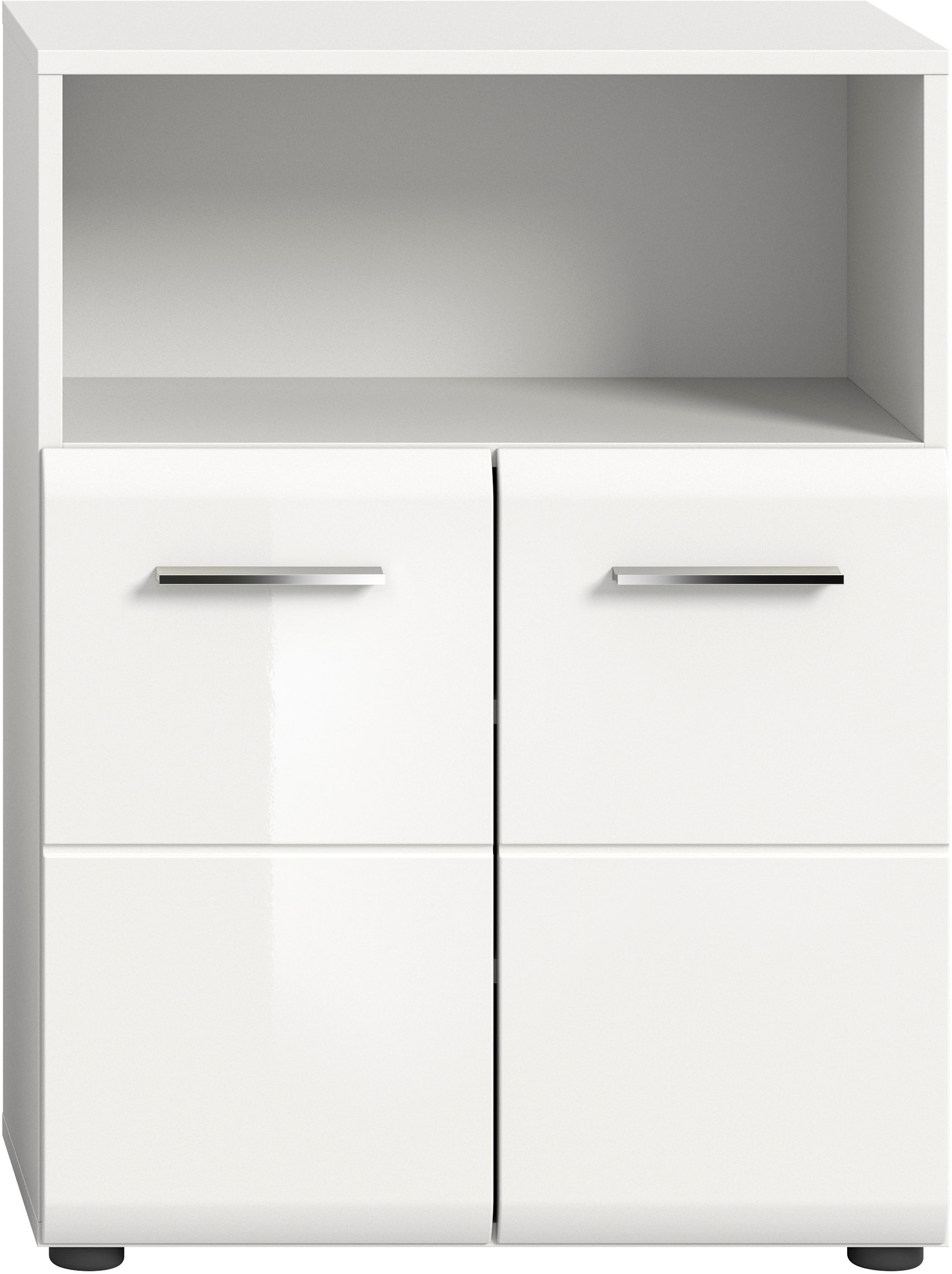 INOSIGN Midischrank »FLORENZ, TOPSELLER!, Breite 60 cm, 2 Türen, 1 Fachboden, 1 offene Fach«, hochwertige MDF Front, Griff chromglänzend, Badschrank, Bad