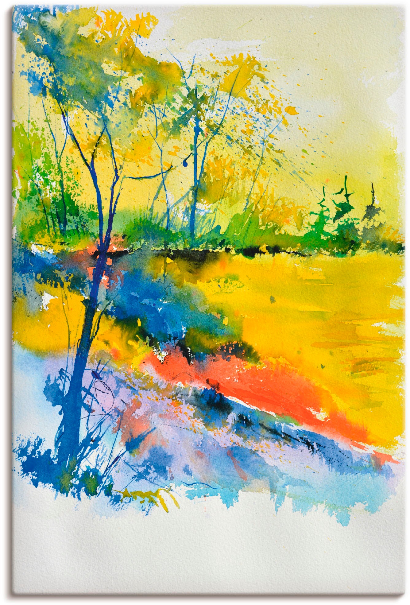 Artland Leinwandbild "Landschaft im Sonnenlicht" Wald 1 Stk. tlg. auf Holzrahmen gespannt