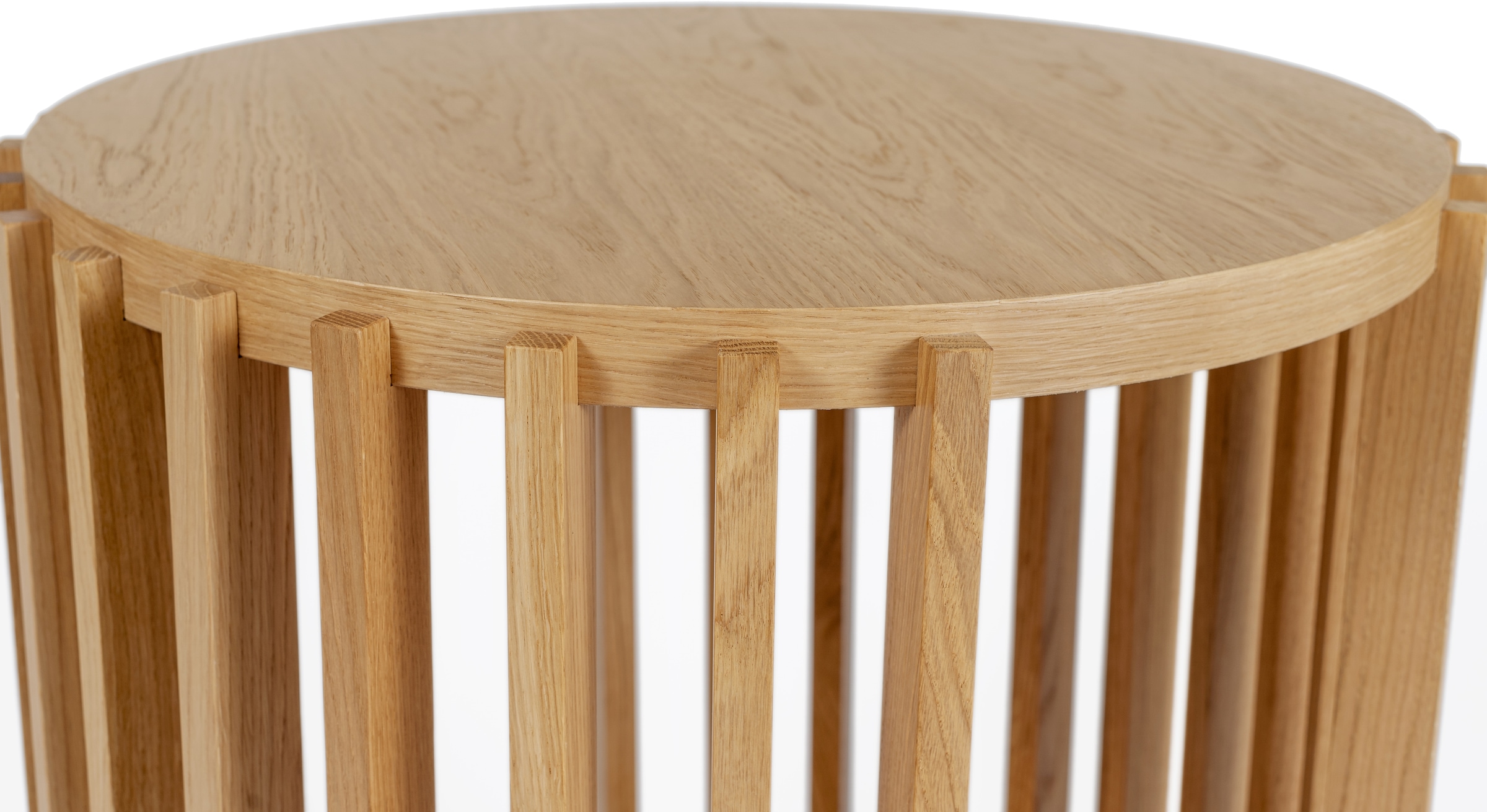 Woodman Beistelltisch »Drum, Breite/Tiefe/Höhe: 53/53/58 cm«, Holzfurnier aus Eiche, Sprossen aus massiver Eiche, FSC®