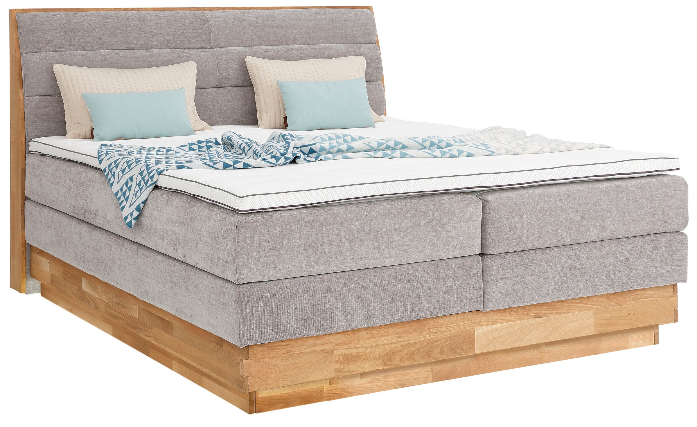 GOODproduct Boxspringbett »Jenna«, ohne LED-Beleuchtung, mit zertifizierten, recycelten Bezugsstoffen