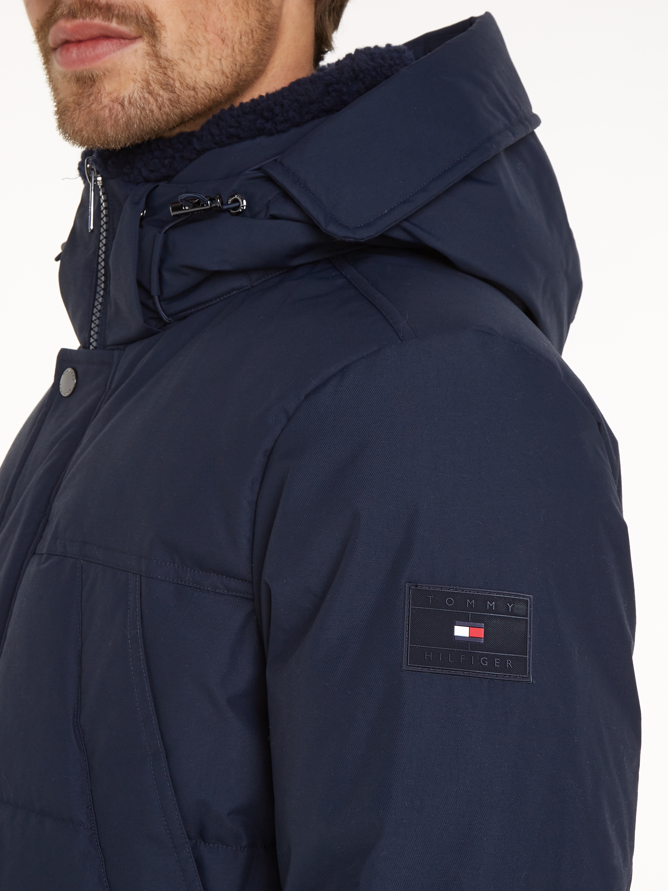 Tommy Hilfiger Parka »ROCKIE UTILITY PARKA«, mit Kapuze, hoch geschlossen, Stehakragen mit Fellimitat