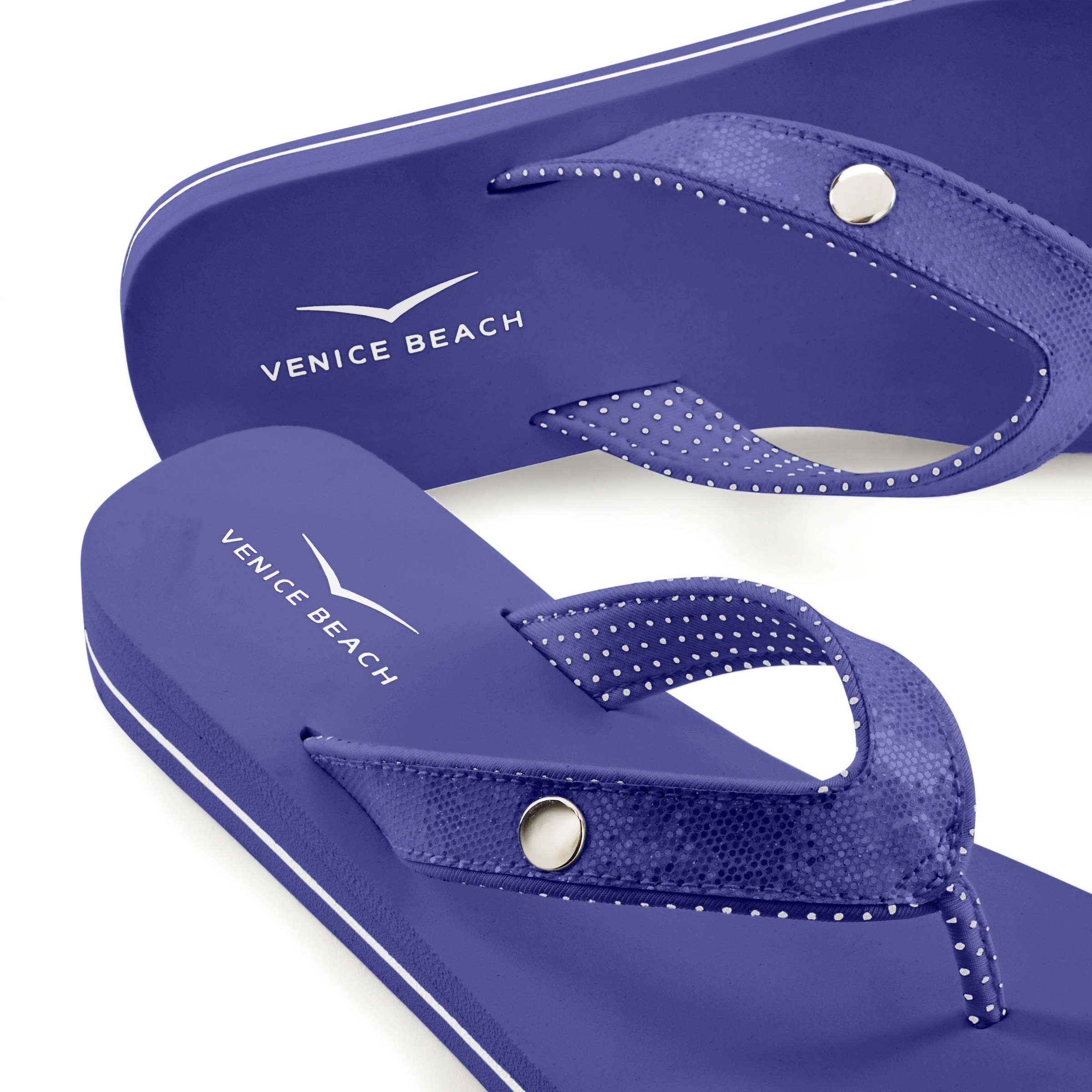 Venice Beach Badezehentrenner, Sandale, Pantolette, Badeschuh ultraleicht mit Glitzerband VEGAN