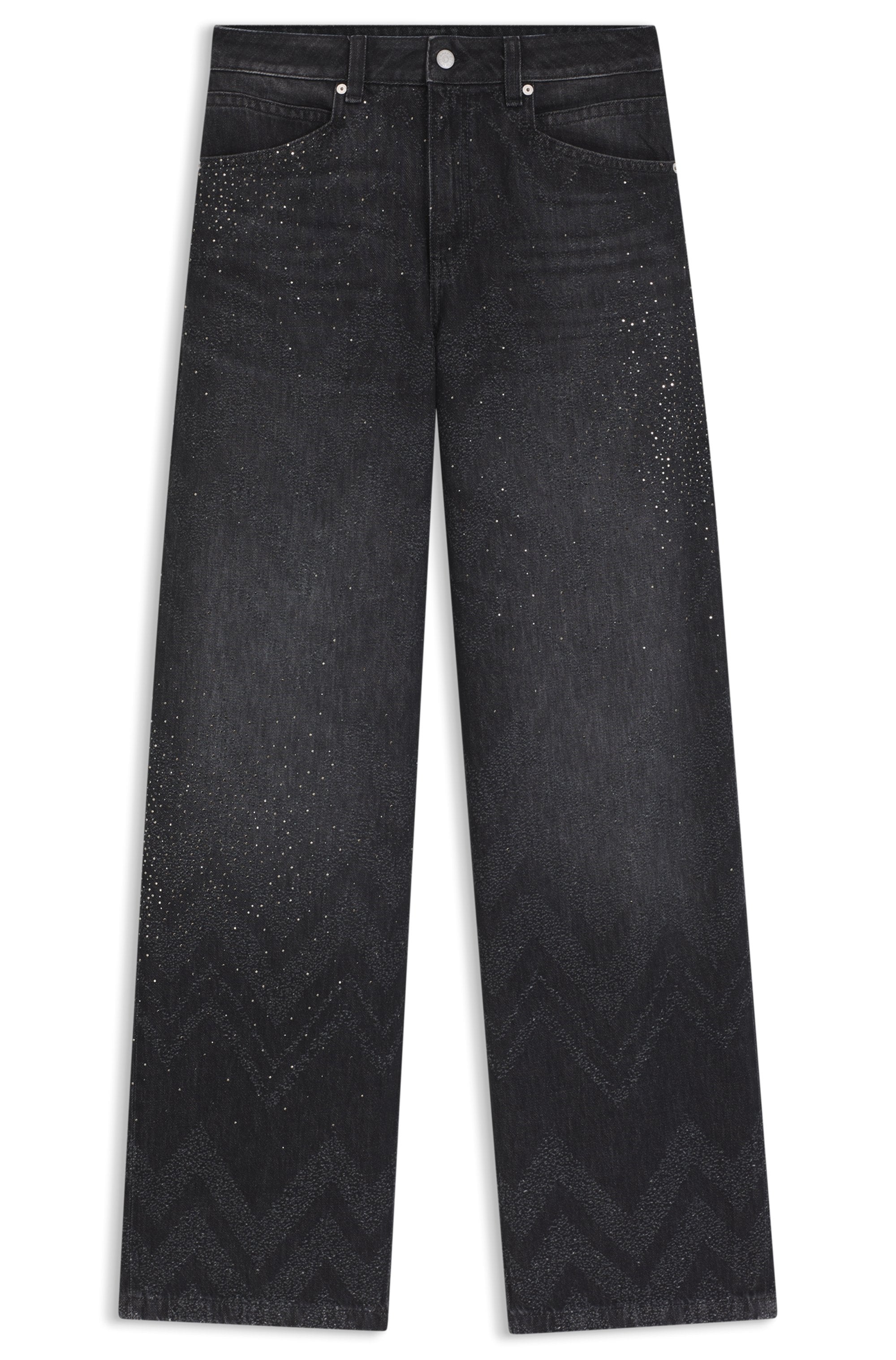 BOSS ORANGE Weite Jeans »Slouchy Premium Damenmode«, Wide-Leg-Fit, Mid Rise, Glitzerdetails