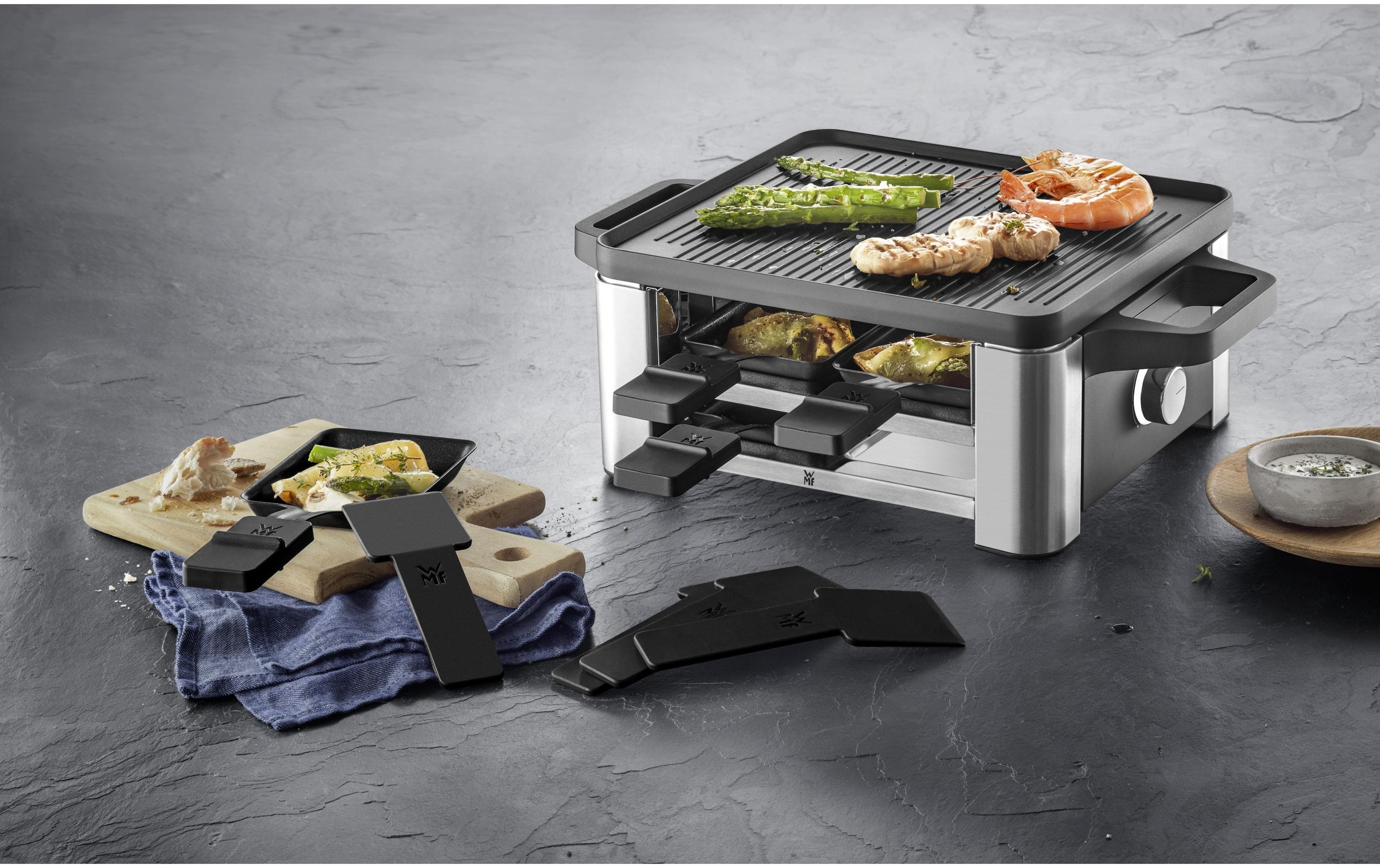 WMF Raclette »Lono 4 Personen«, 3 St. Raclettepfännchen, 650 W