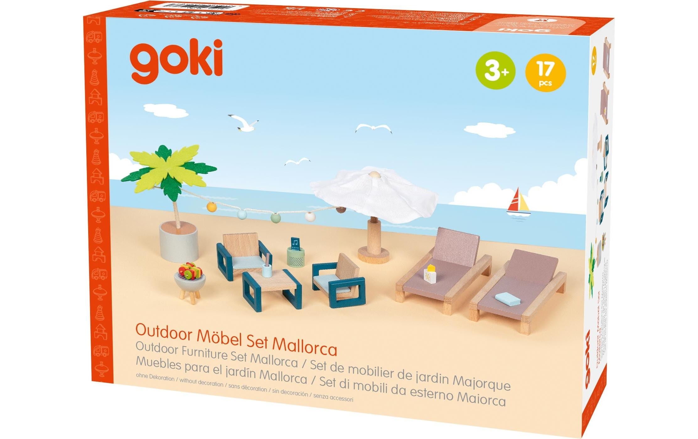 goki Puppenhausmöbel »Outdoor Möbel Set Mallorca«, (17 tlg.)