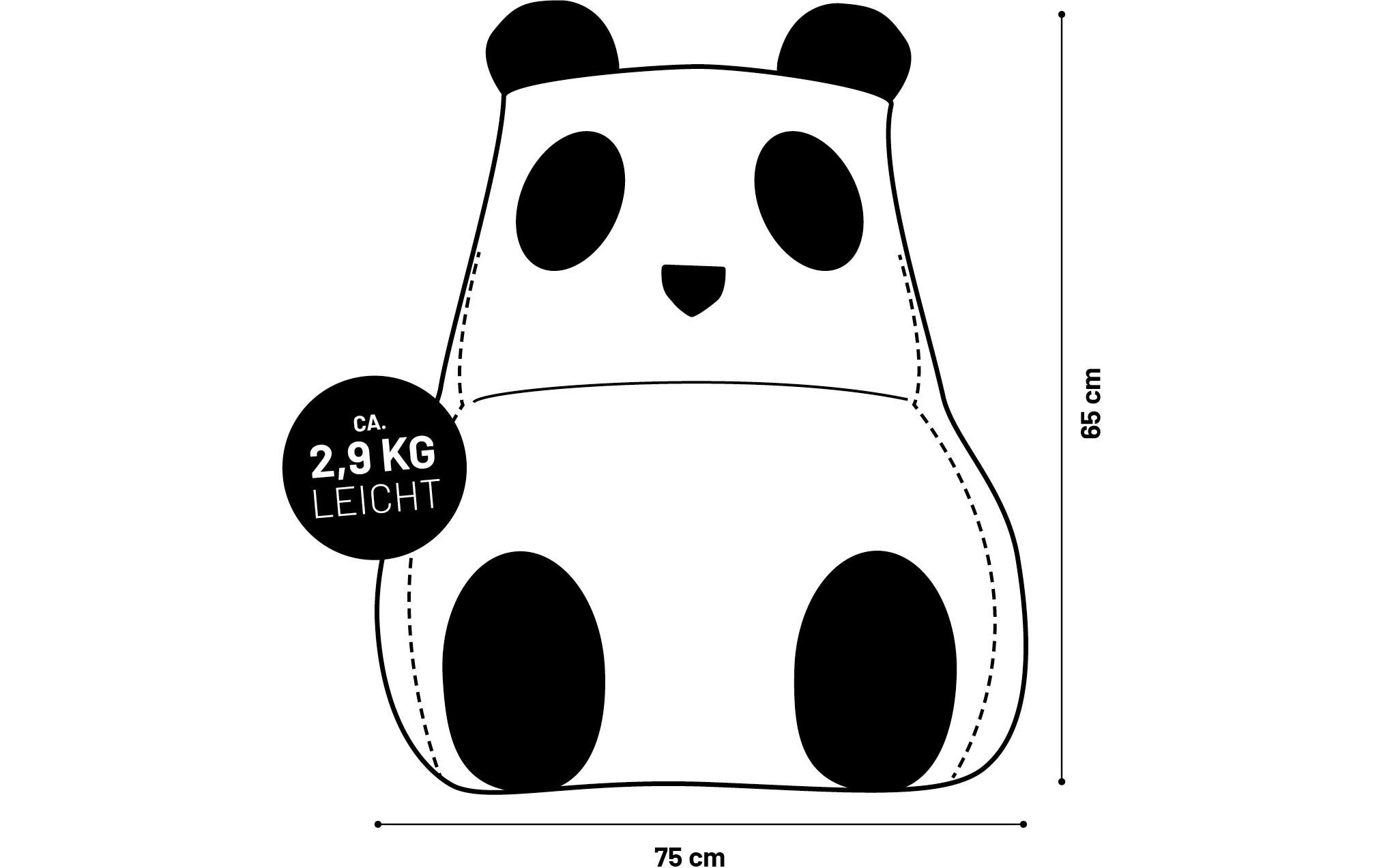 Lumaland Sitzsack »Panda 180 L, 75 x 65 cm«