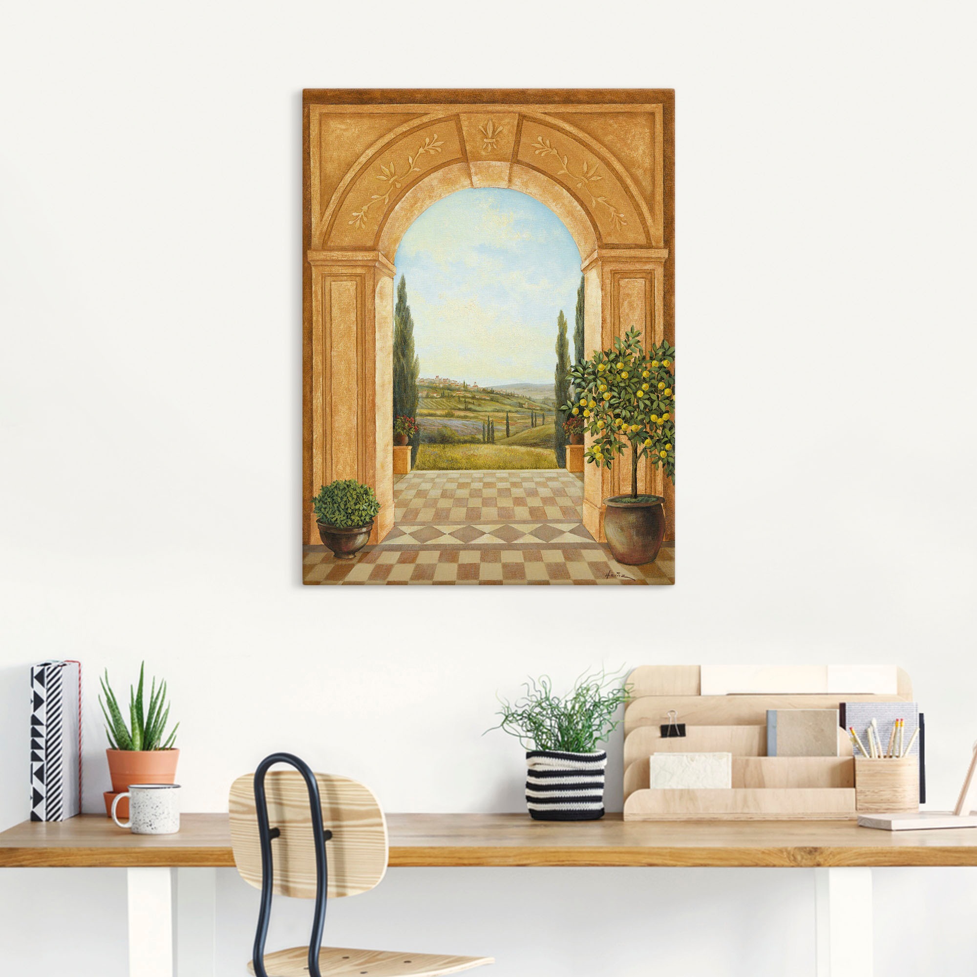 Artland Wandbild »Ausblick mit Zitronenbaum«, Fensterblick, (1 St.), als Leinwandbild, Poster, Wandaufkleber in verschied. Grössen