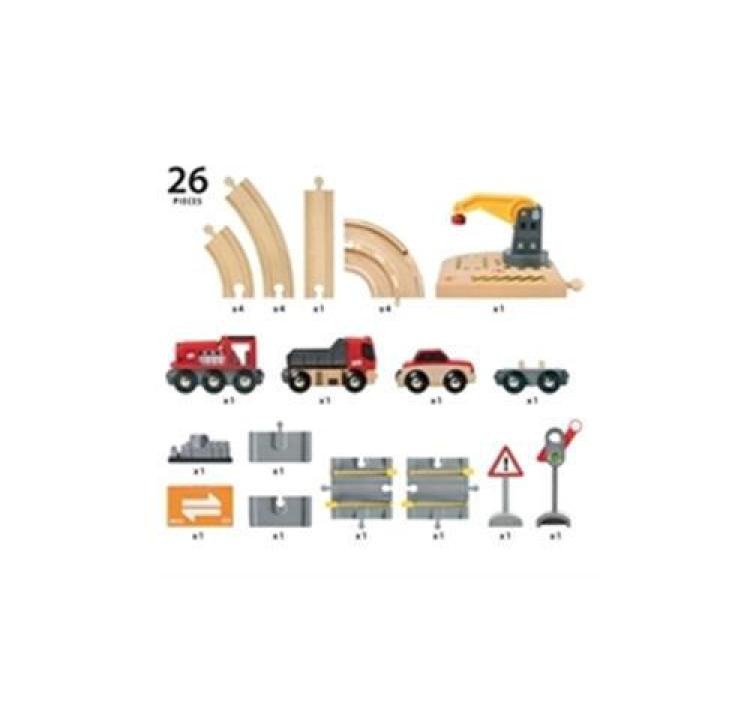 BRIO® Spielzeugeisenbahn-Erweiterung »Brio WORLD Strassen & Schienen Kran Set«, (Set), für Spielzeugeisenbahn