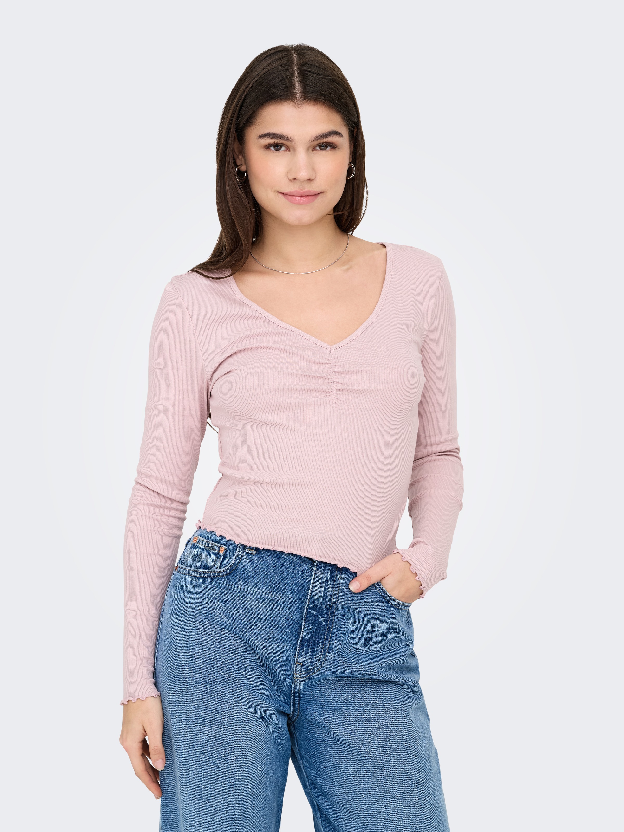 ONLY Langarmshirt »ONLBETTY L/S V-NECK TOP CC JRS«