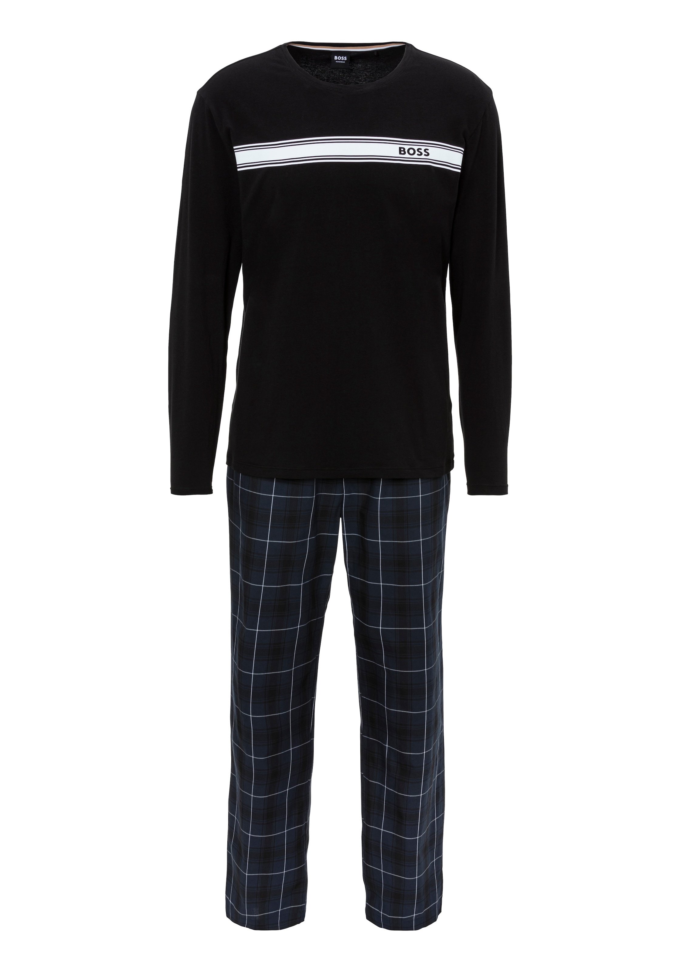 BOSS Pyjama »Urban Long Set 10«, (Set, 2 tlg.), mit kontrastfarbenen Logo