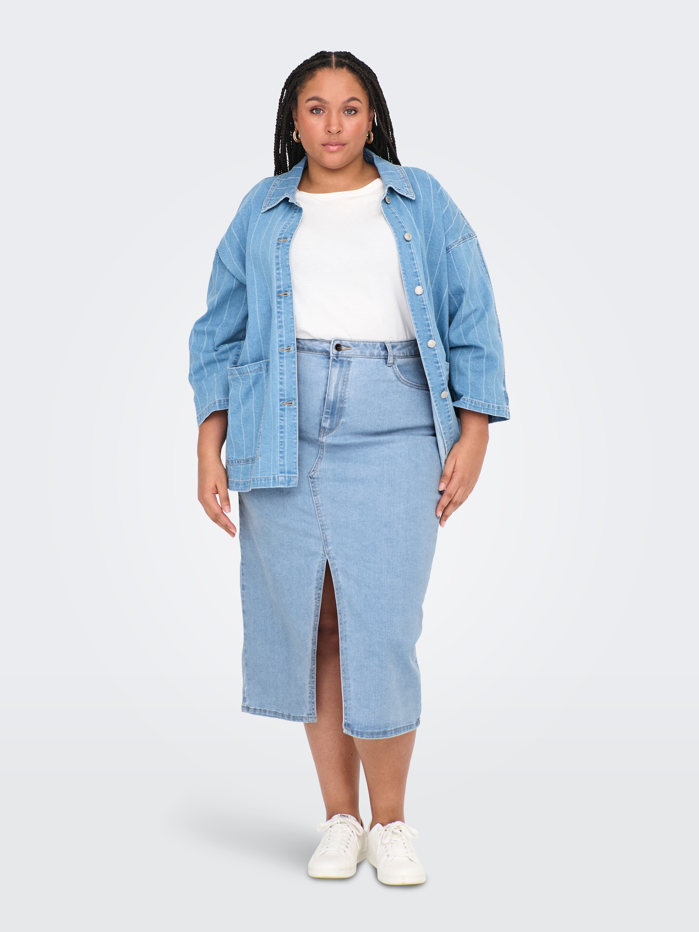 ONLY CARMAKOMA Jeansrock »CARSIRI FRONT SLIT SKIRT DNM GUA NOOS«