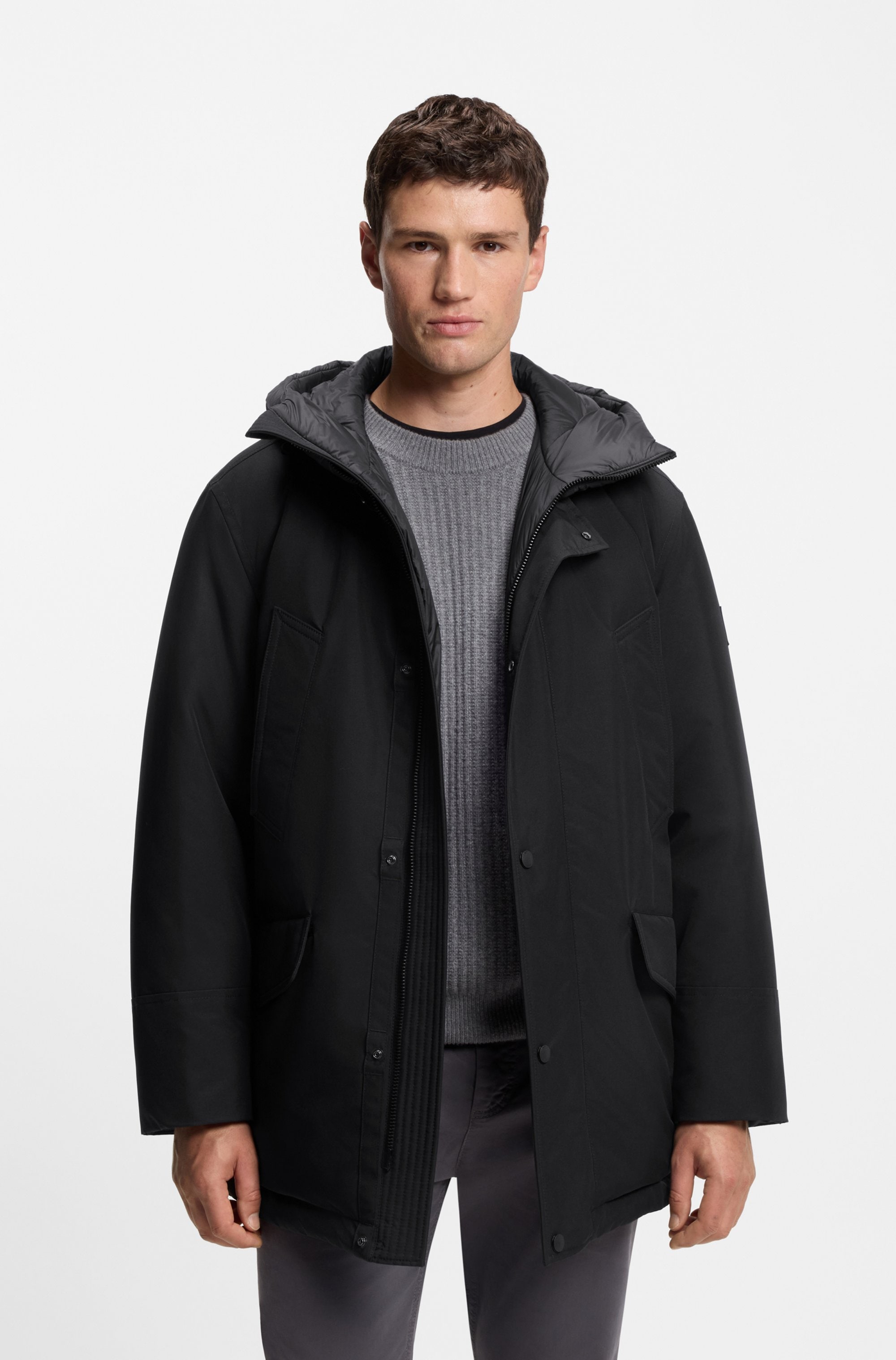 BOSS ORANGE Parka »Osiass« mit Kapuze relaxed fit, mit wattierter Kapuze, verdeckter Reissverschluss