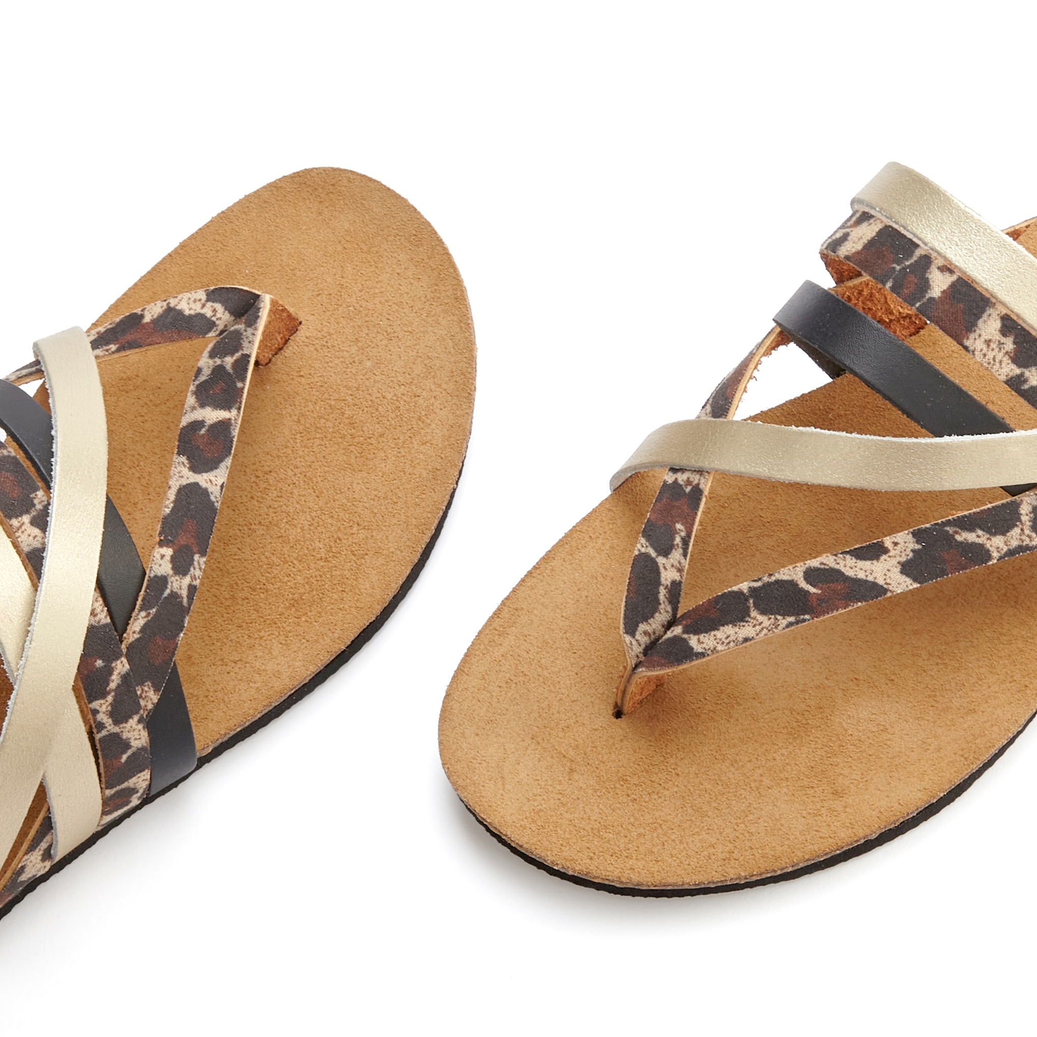 LASCANA Zehentrenner, Sandale, Pantolette aus Leder mit Korkfussbett