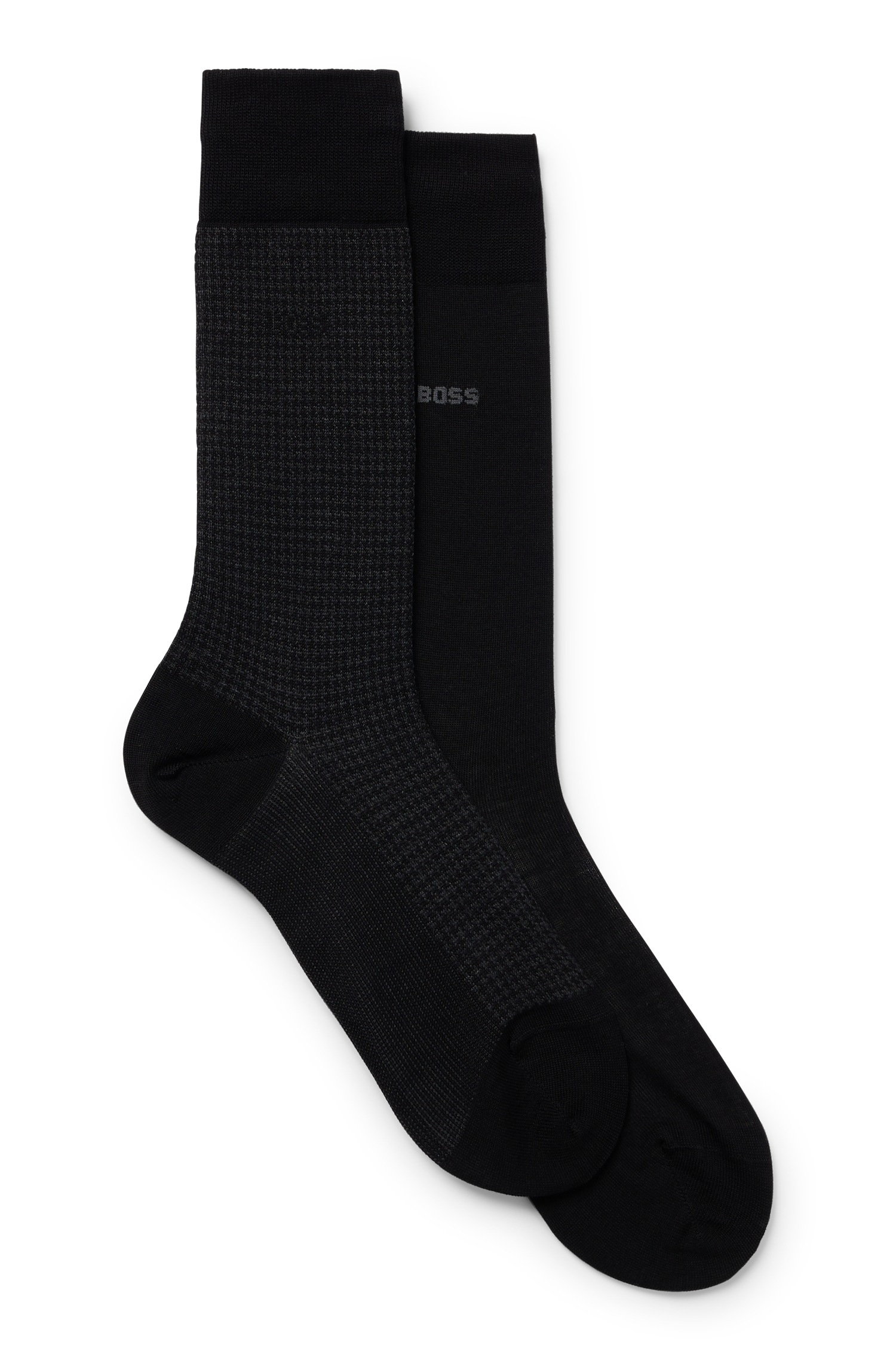 BOSS Socken »2P Houndstooth MC« Packung, 2er Pack, 2 Paar tlg. mit eingesticktem Markenlogo