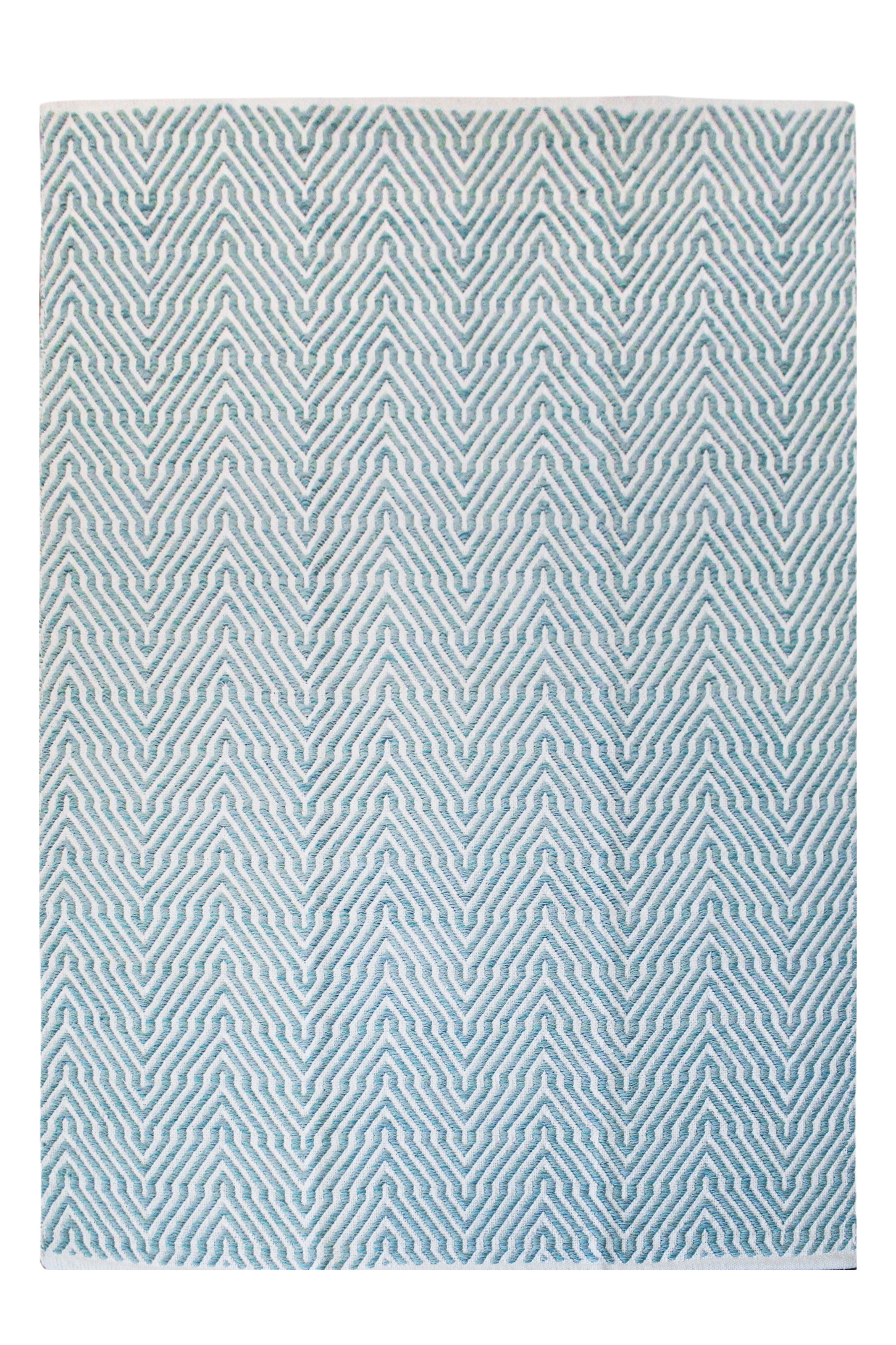 Tapis Rayé Fait Main "Aperitif" Turquoise 160 x 230 cm