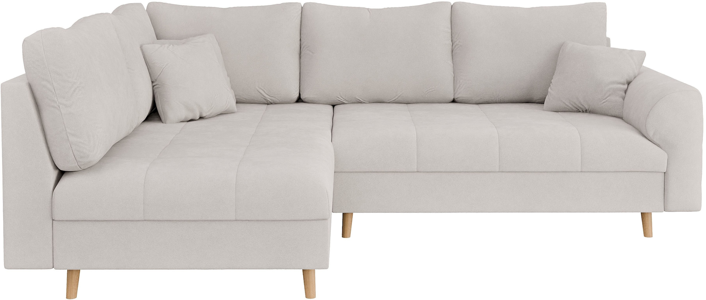 Home affaire Ecksofa »CHARRE L-Form mit Ottomane, Masse B/T/H: 231/161/81 cm«, feine Steppung, lose Rücken- und Zierkissen, auch in Cord und Bouclé