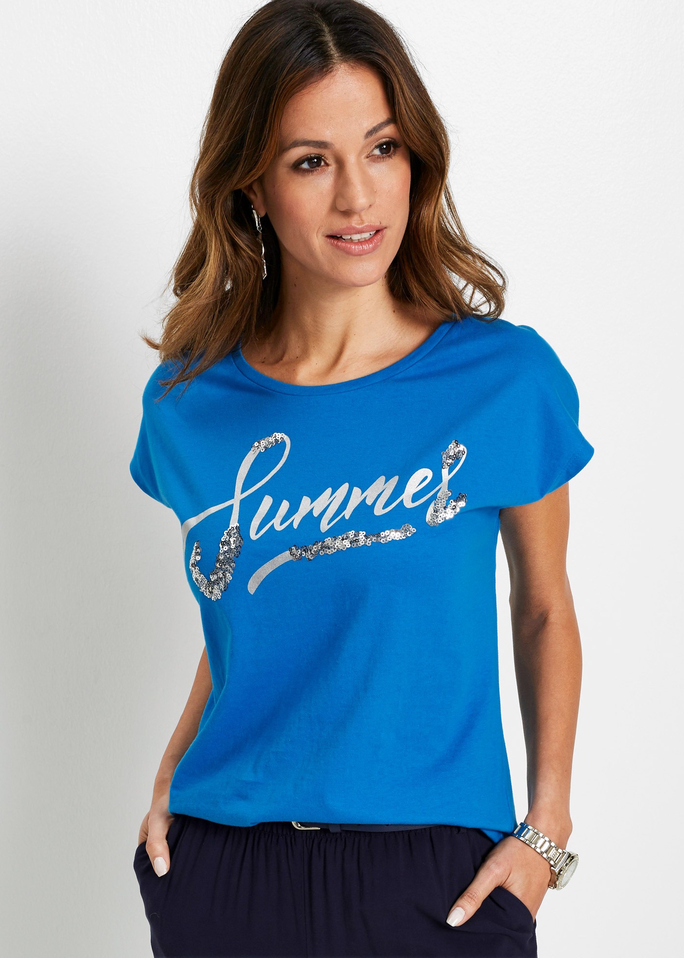 bonprix T-Shirt »Shirt mit Pailletten« Shirt mit Pailletten