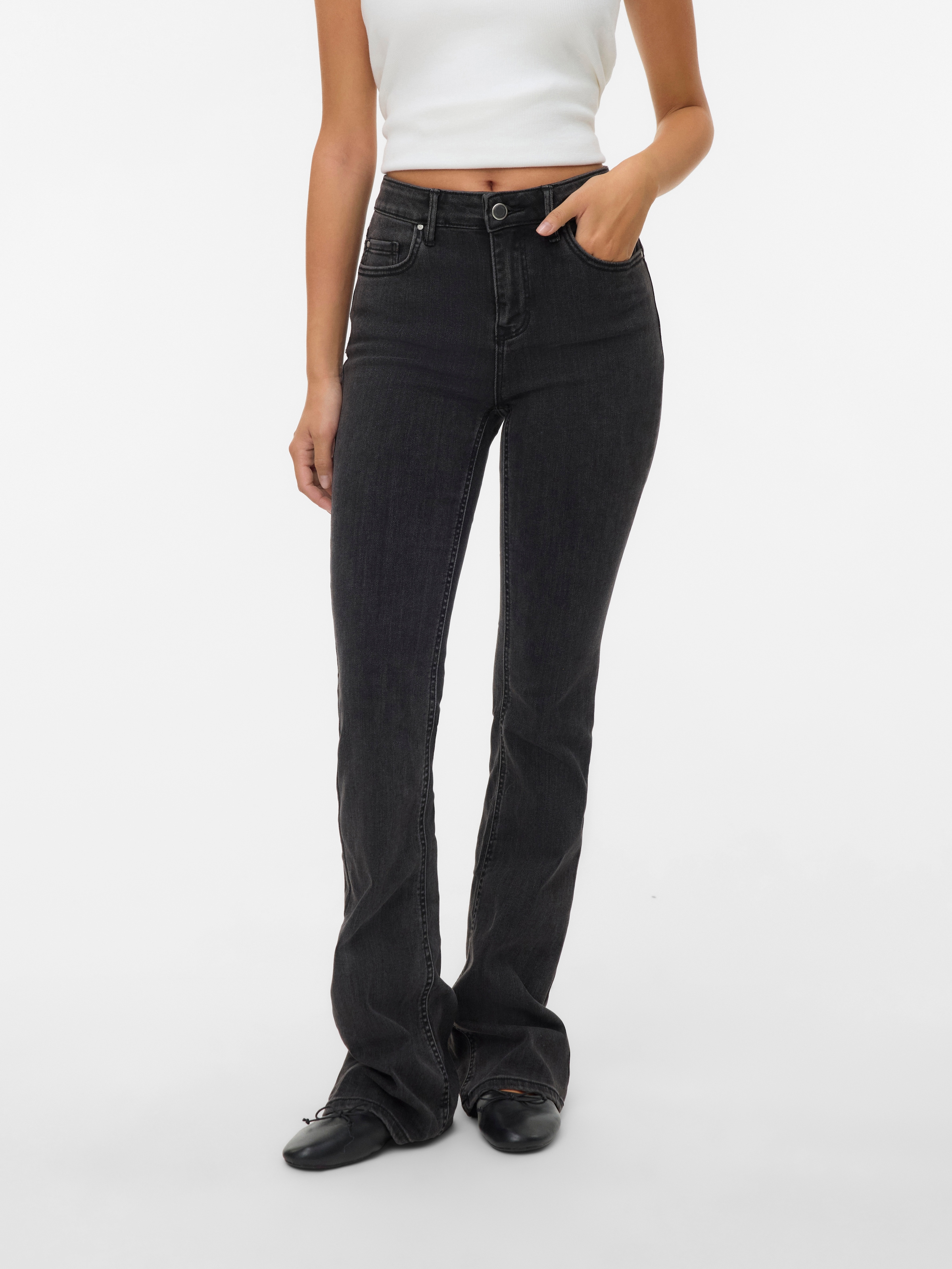 Vero Moda Bootcut-Jeans »VMFLASH MR FLARED JEANS LI170 GA NOOS« Baumwollmischung mit Stretch, regular waist, bootcut fit