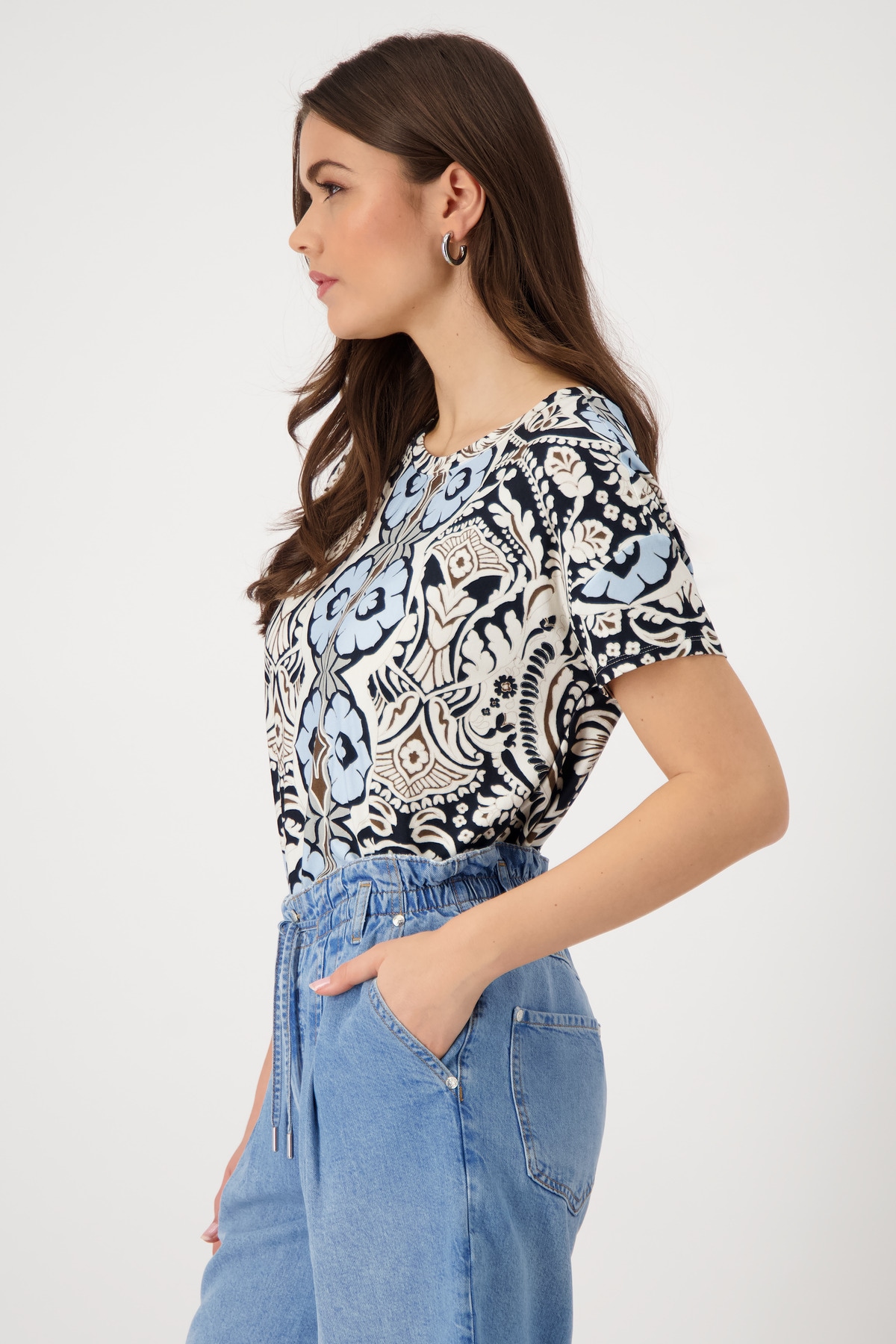 Monari T-Shirt »Shirt Ornament allover«, Mit Rundhalsausschnitt