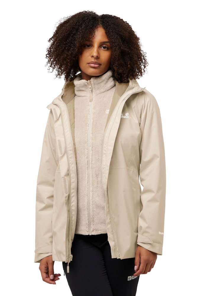 Jack Wolfskin 3-in-1-Funktionsmantel "ROTWAND 3IN1 JKT W" wasserdichte Aussenjacke, wärmende Innenjacke