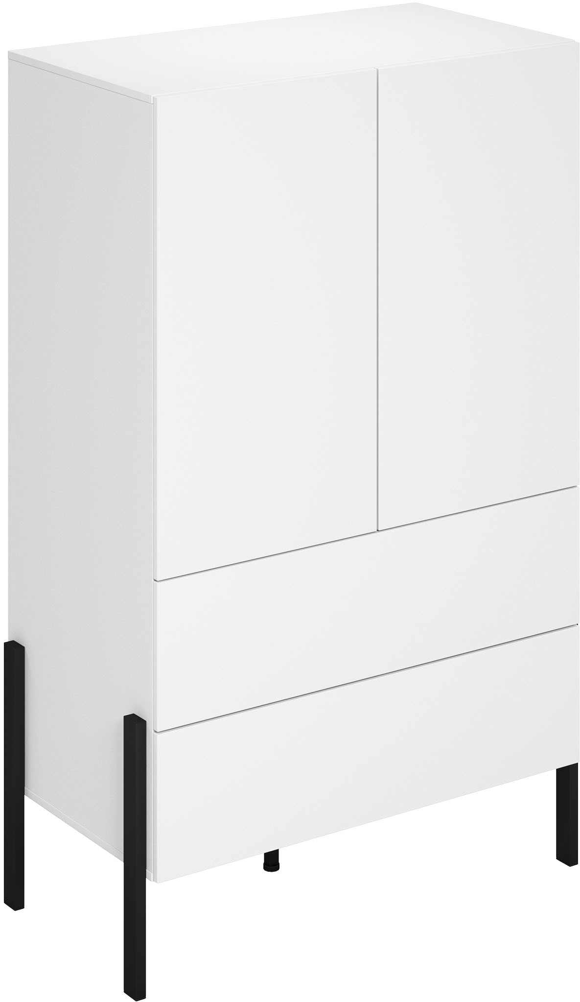 Home affaire Wäscheschrank »Jukon, moderner griffloser Kleiderschrank, Metallfüsse, Made in Europe«, (90x150x50, ideal für kleine Räume oder Nischen), Mehrzweckschrank,2 Schubladen, 2 Türen, FSC-zertifiziert