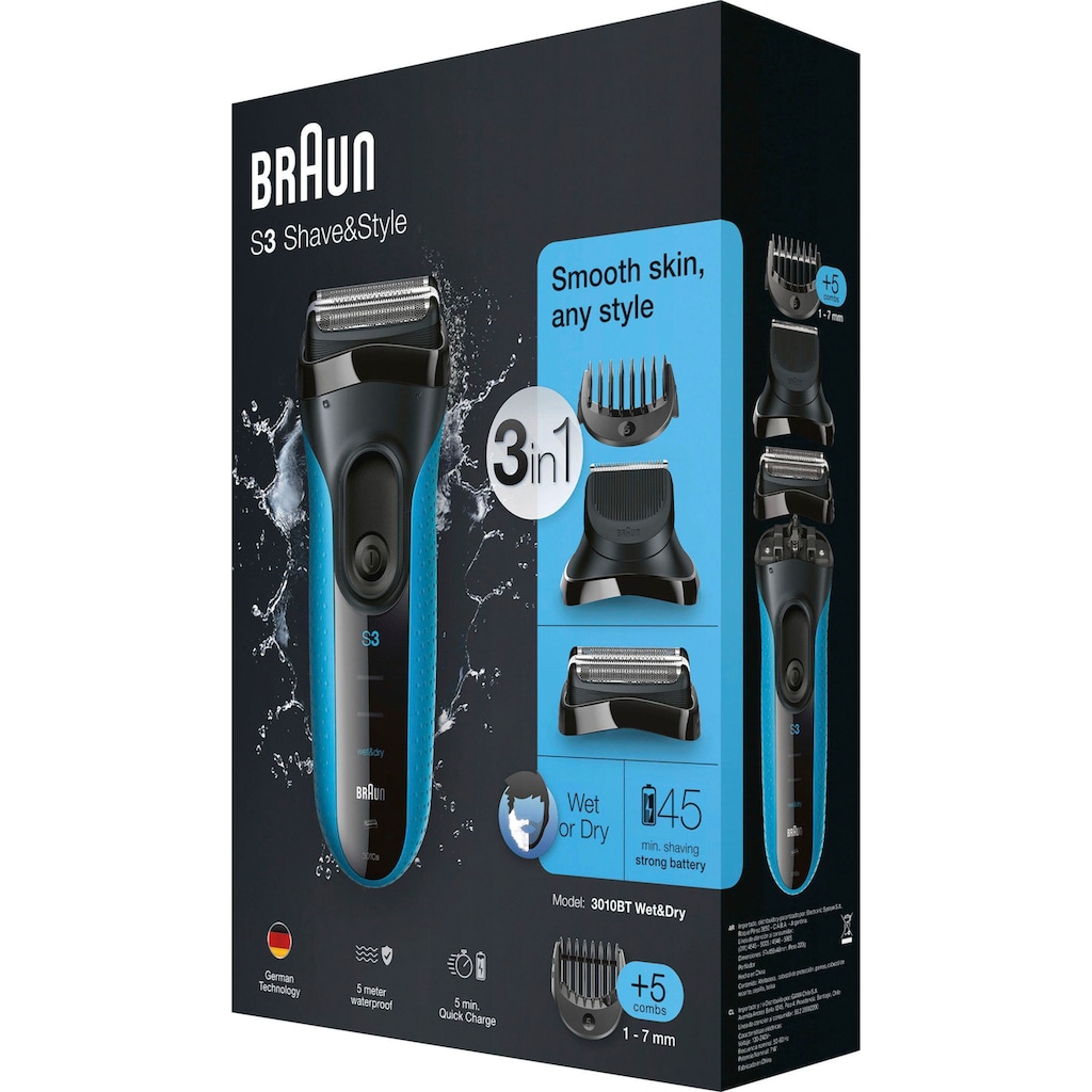 Braun Elektrorasierer »Series 3 Shave&Style 3010BT«, Wet&Dry, 30 Minuten Akkulaufzeit