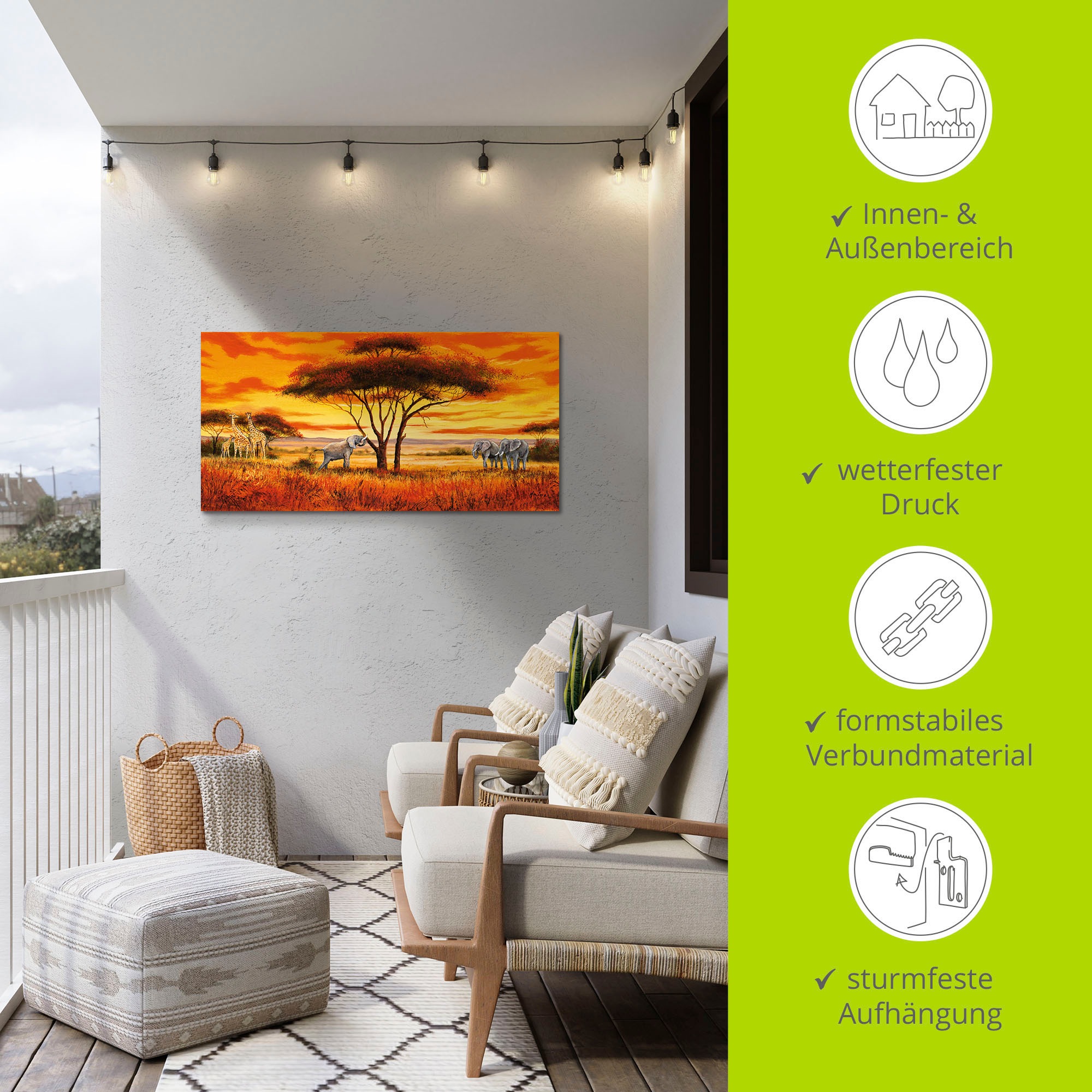 Artland Wandbild »Afrikanische Landschaft II«, Afrika, (1 St.), als Alubild, Outdoorbild, Leinwandbild, Wandaufkleber, versch. Grössen