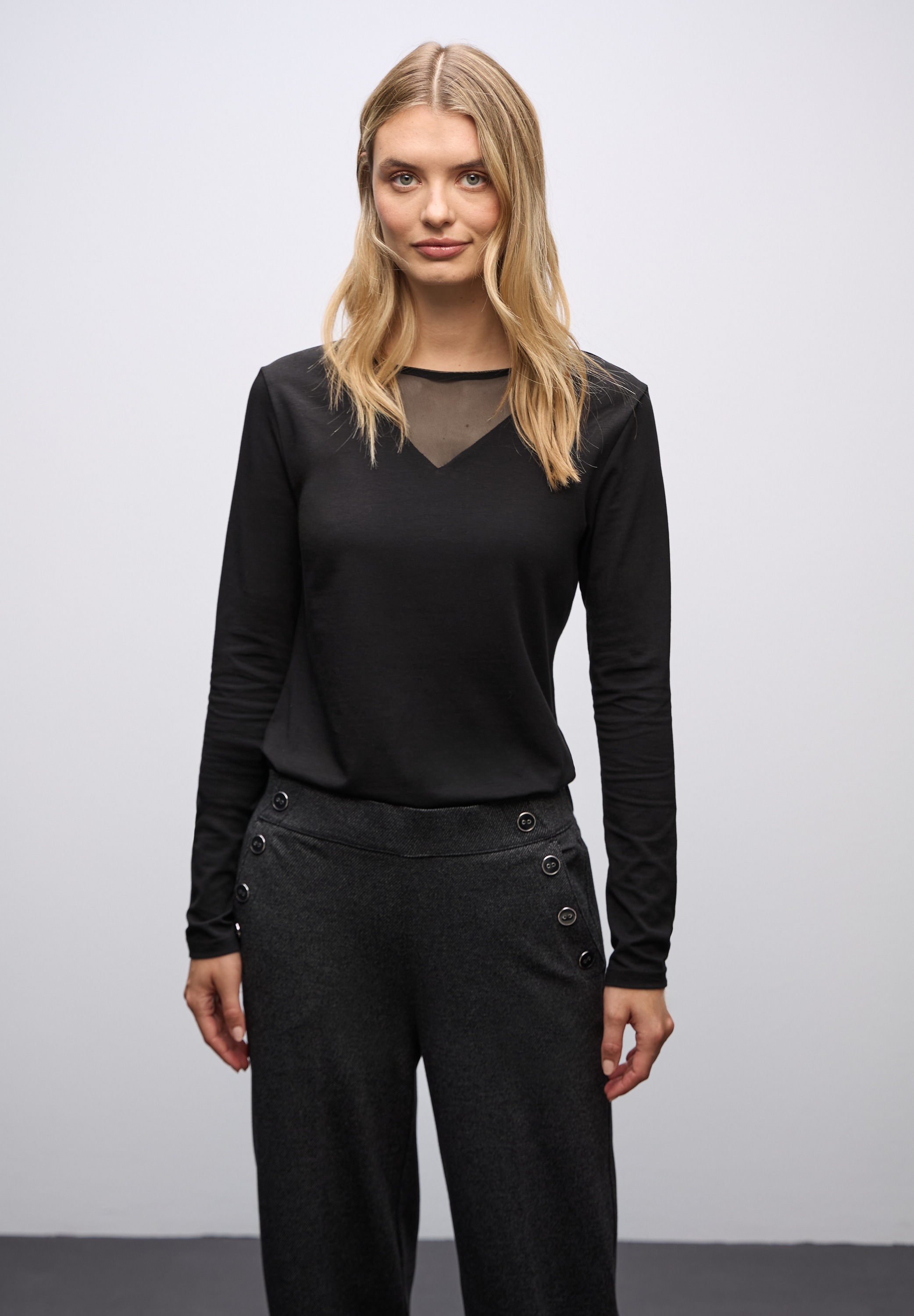 STREET ONE Langarmshirt mit Mesh-Einsatz