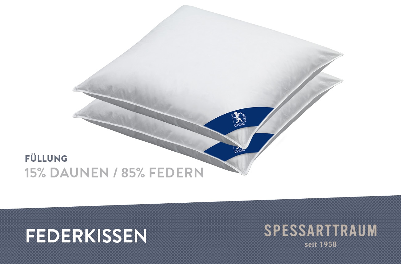 SPESSARTTRAUM Federkissen »FIRST CLASS«, Füllung: 85% Federn, 15% Daunen, Bezug: 100% Baumwolle, (2 St.), Kopfkissen in verschiedenen Grössen erhältlich, im Set günstiger