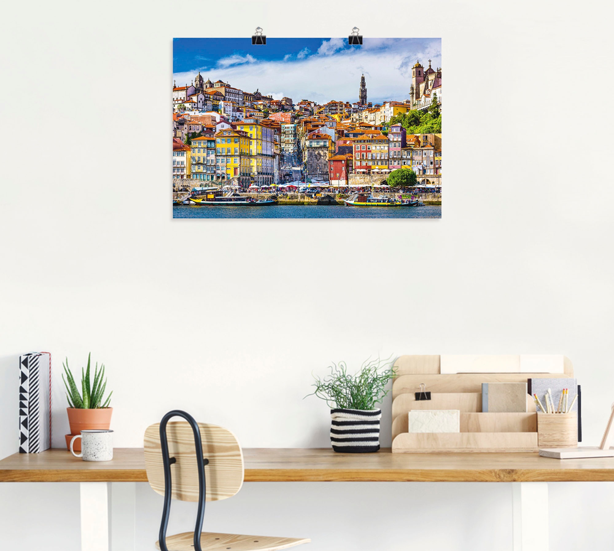 Artland Wandbild »Farbiges Panorama Porto«, Bilder von Europa, (1 St.), als Alubild, Leinwandbild, Wandaufkleber oder Poster in versch. Grössen