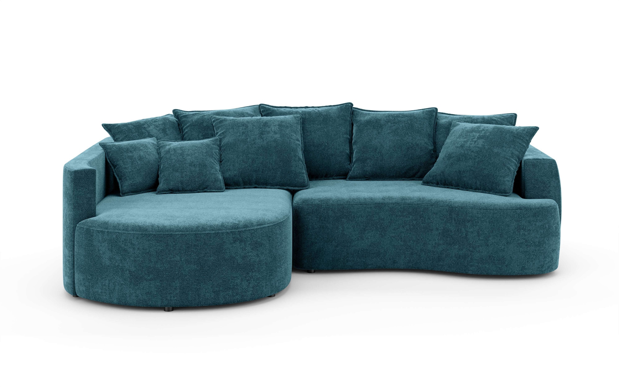 INOSIGN Ecksofa »Kahekili, Schlafsofa mit Bettkasten, Masse B/T/H: 255/181/90/ cm«, L-Form mit Wellenunterfederung, 7 Rückenkissen und 2 Zierkissen